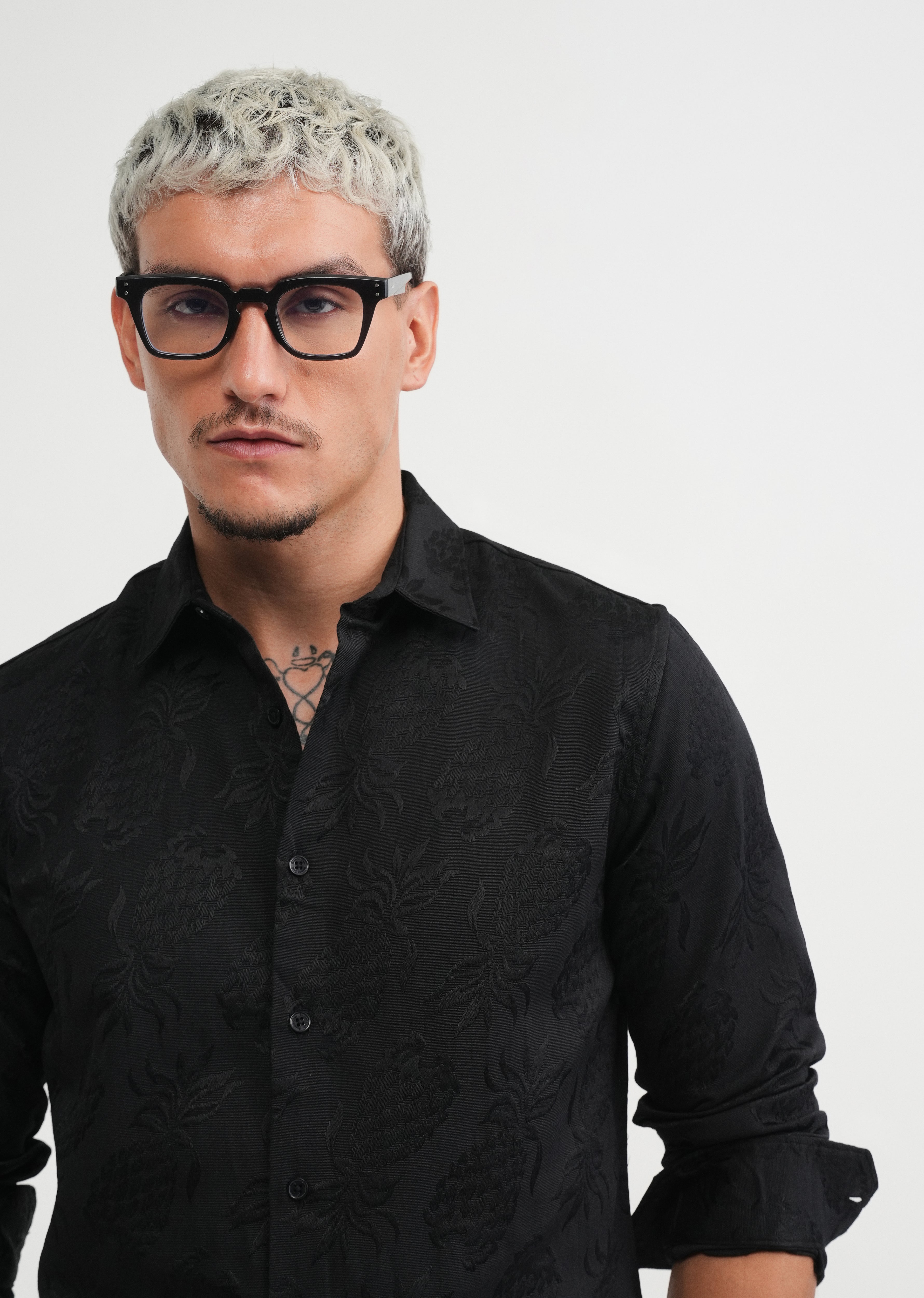 Black Tropical Jacquard Shirt
