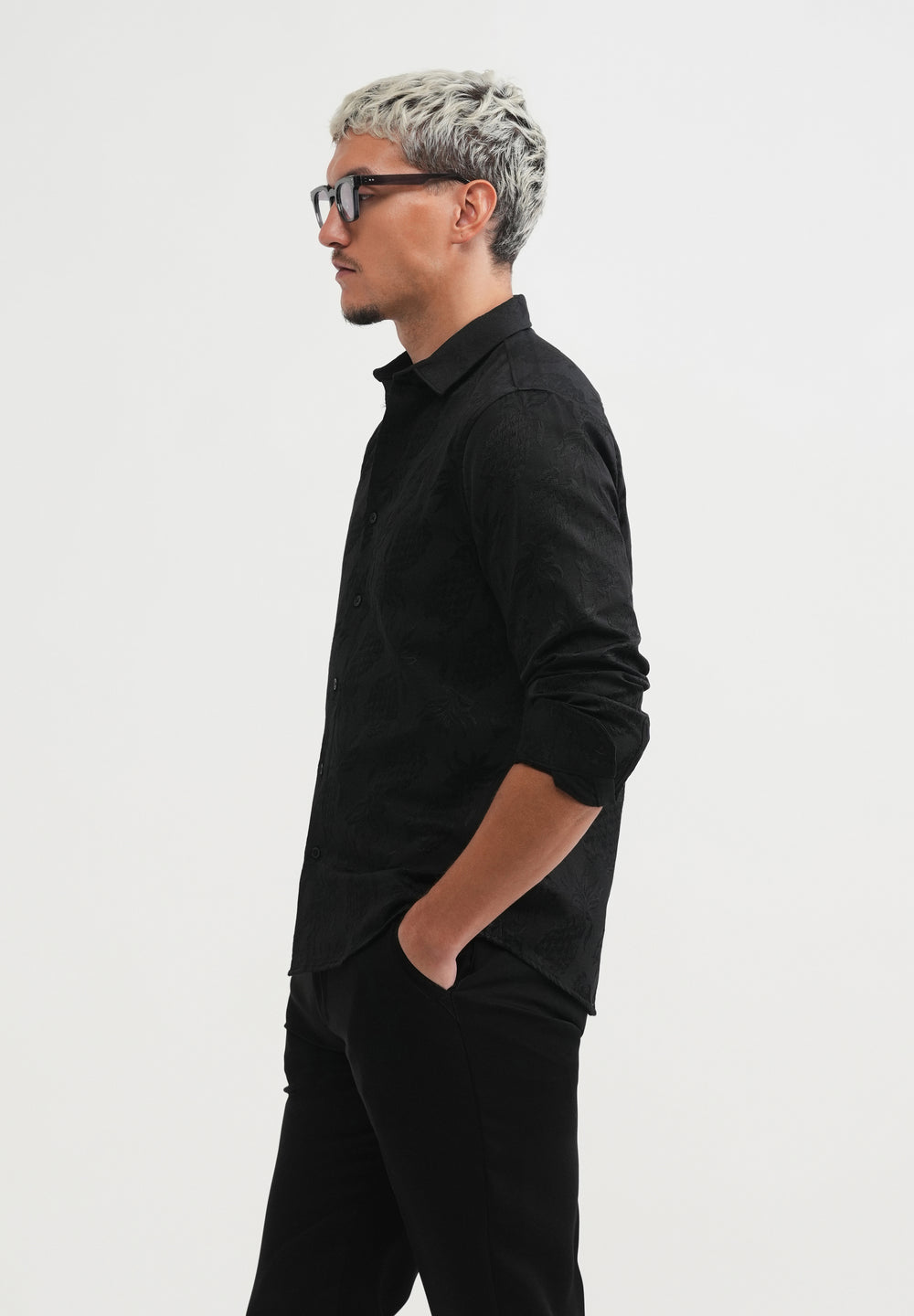 Black Tropical Jacquard Shirt