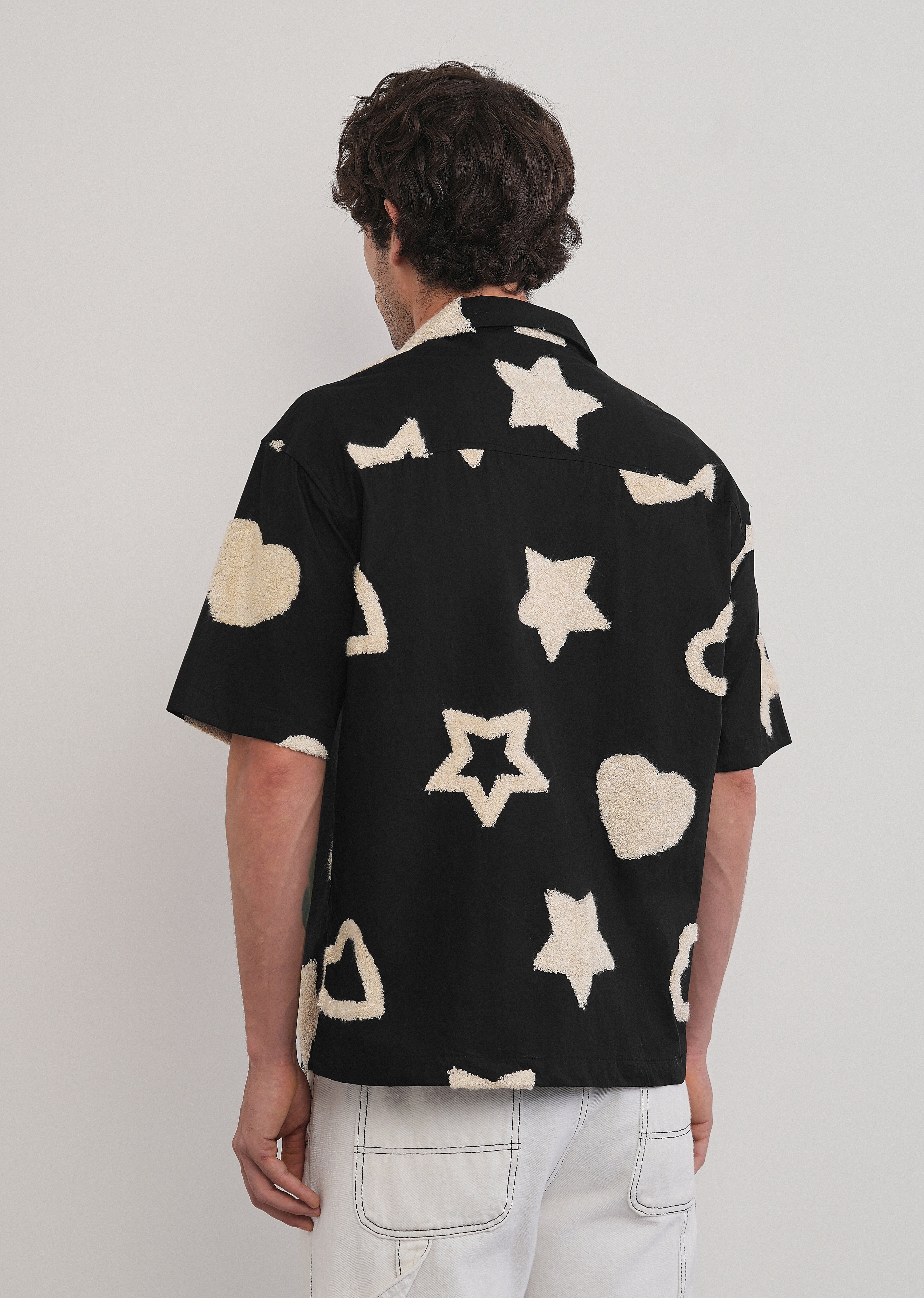 Black Tufted Star Pattern Shirt