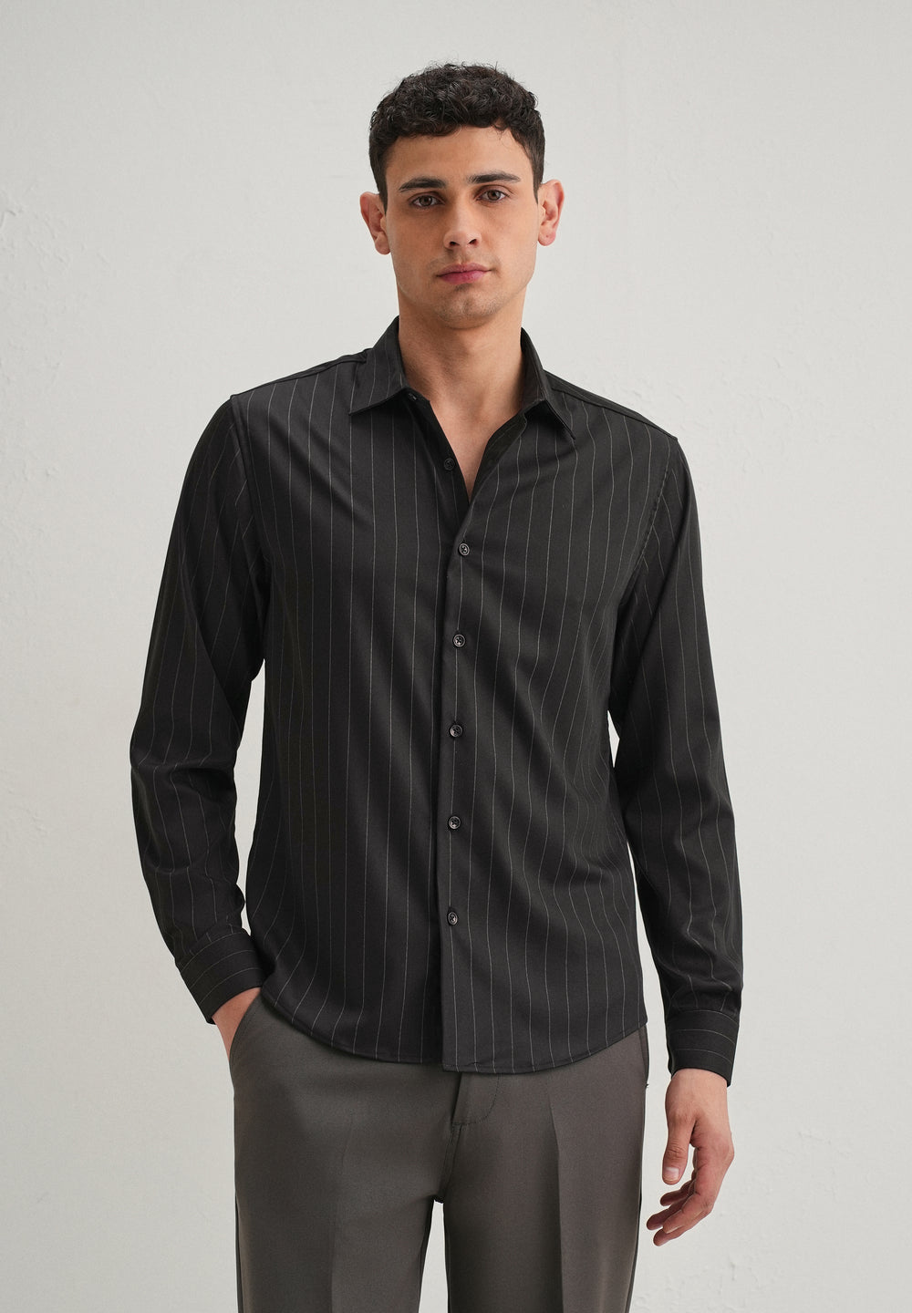 Black Vertical Stripe Shirt