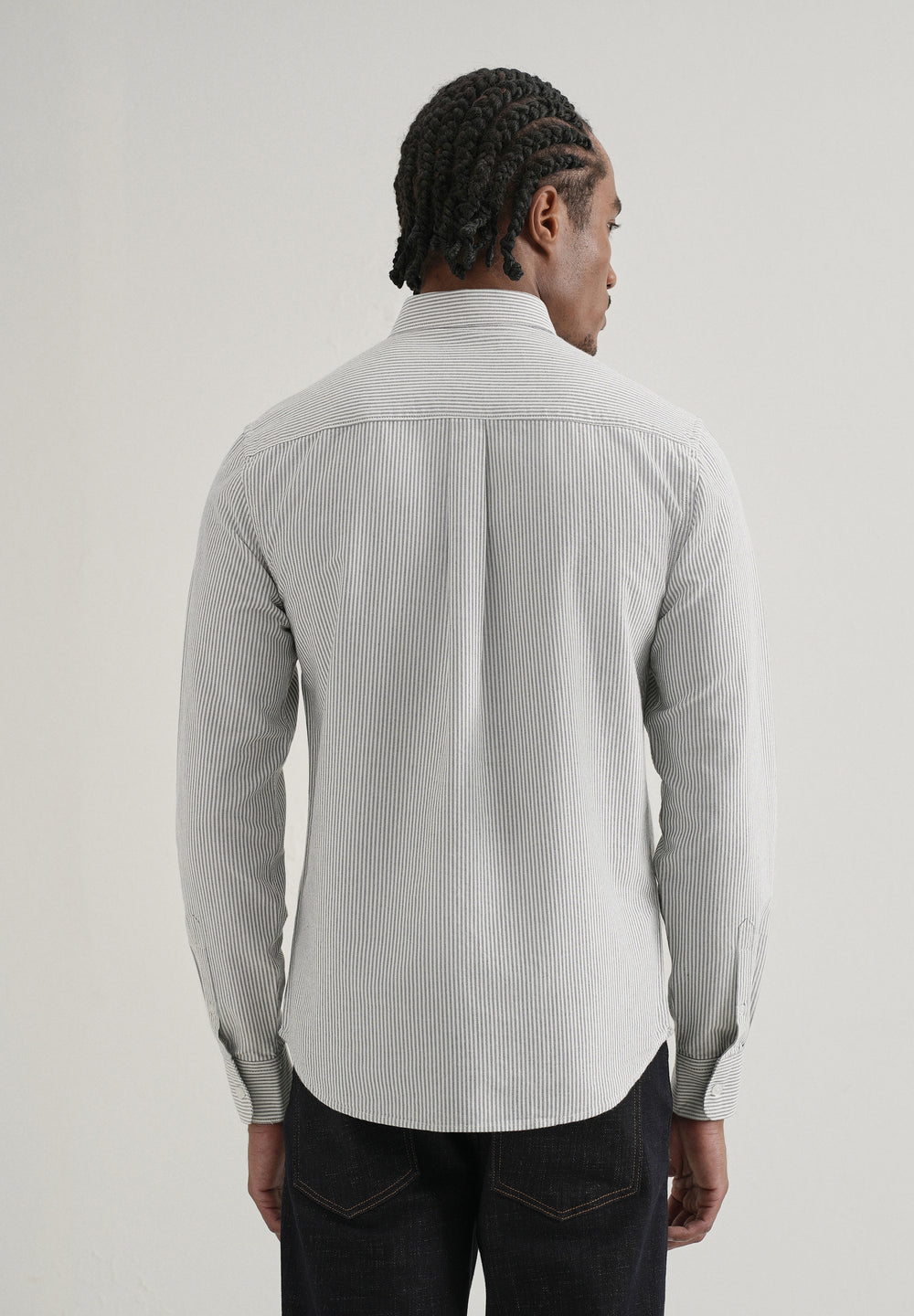 Black Vertical Striped Cotton Shirt