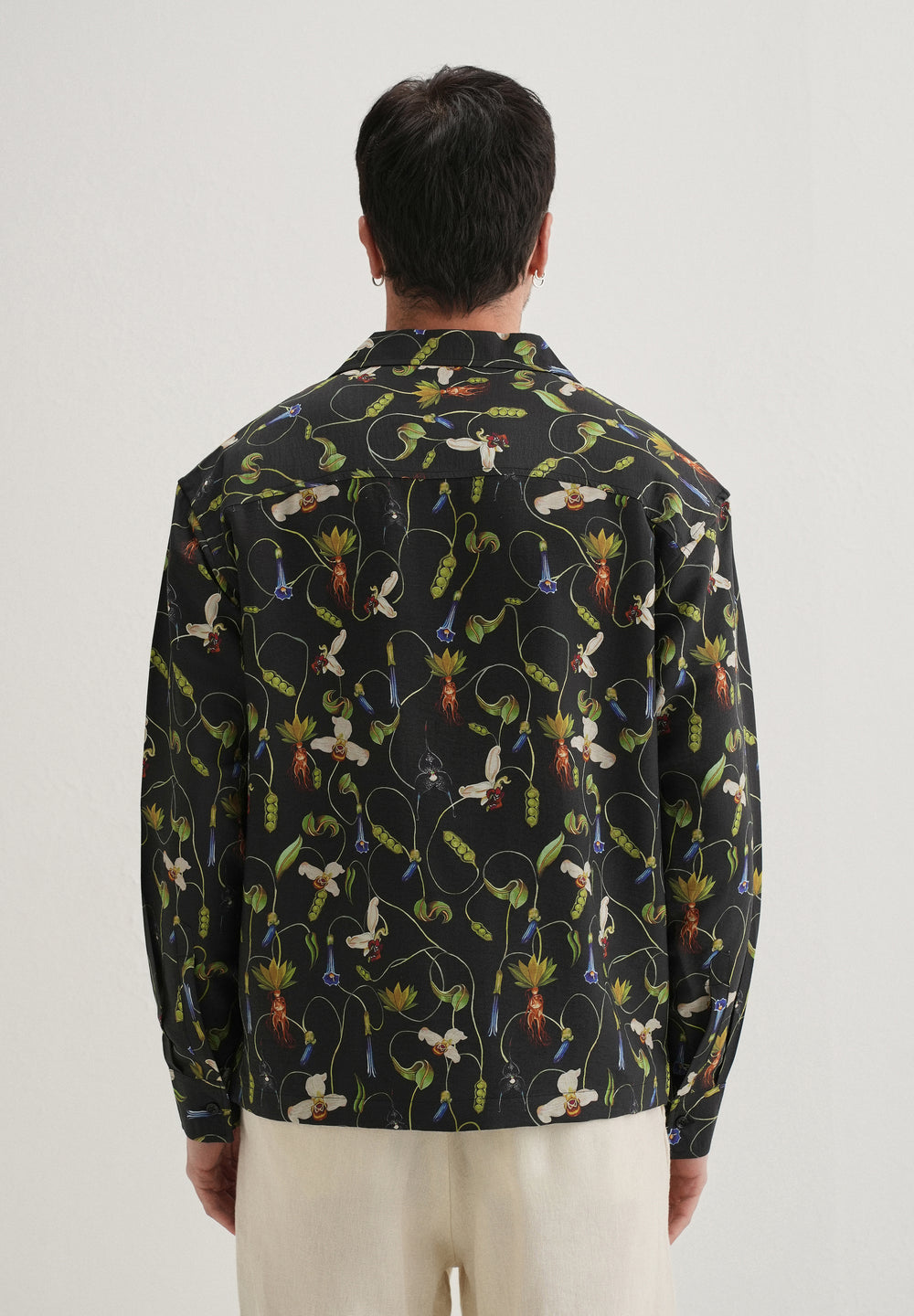 Black Vintage Orchid Printed Shirt