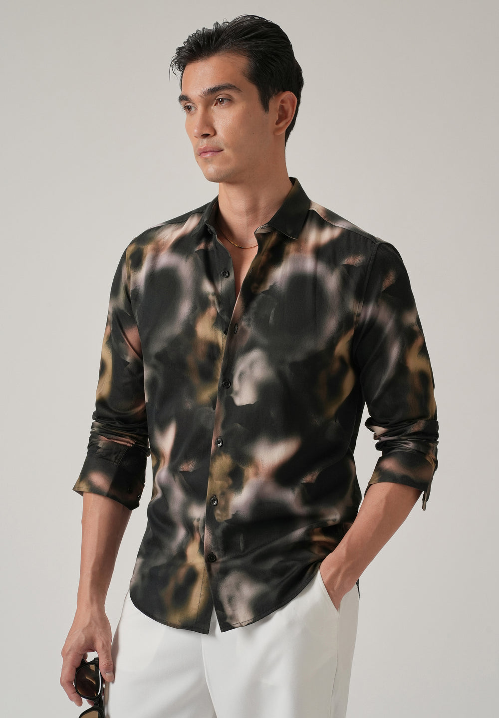 Black Wash Abstract Print Shirt