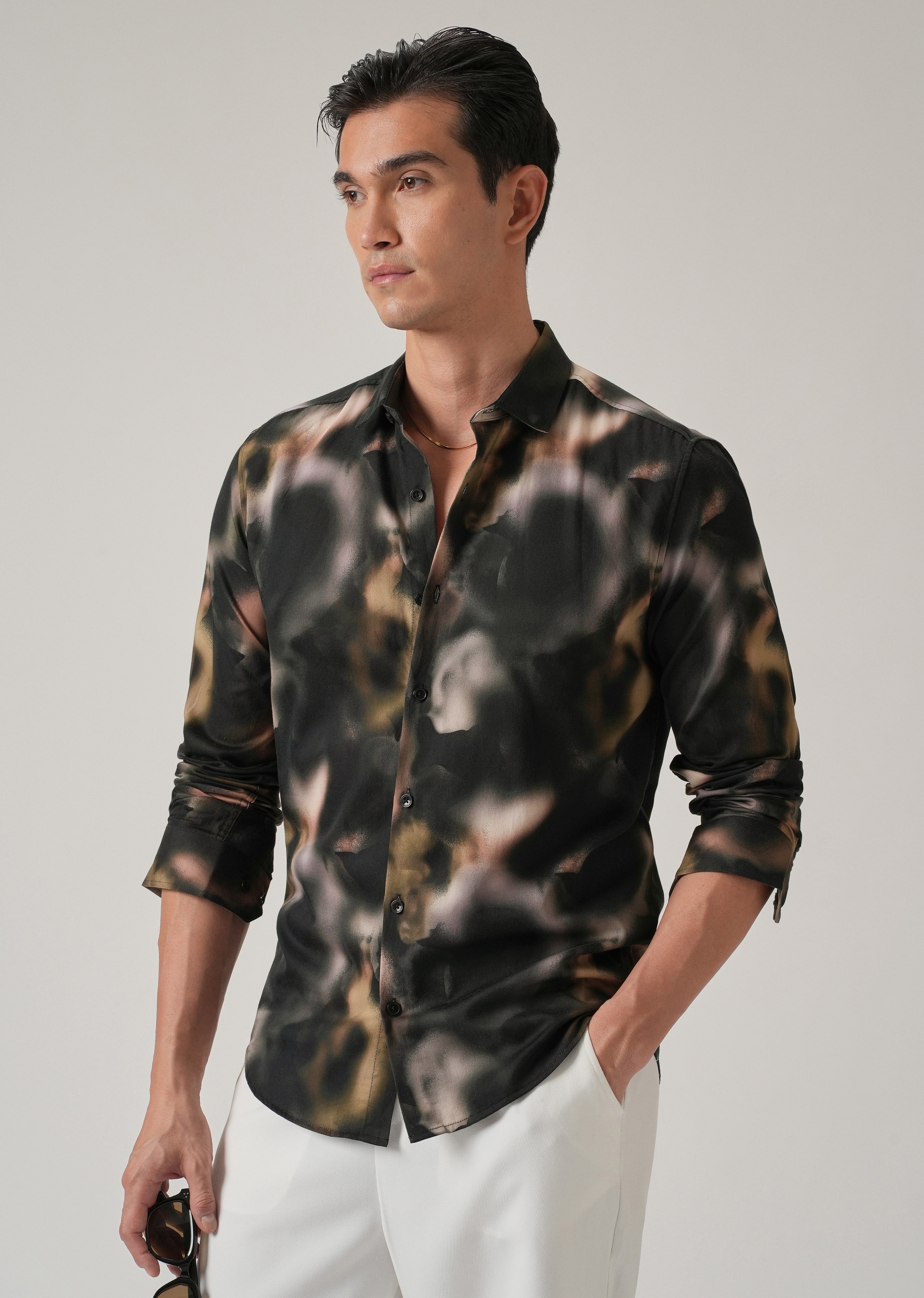 Black Wash Abstract Print Shirt