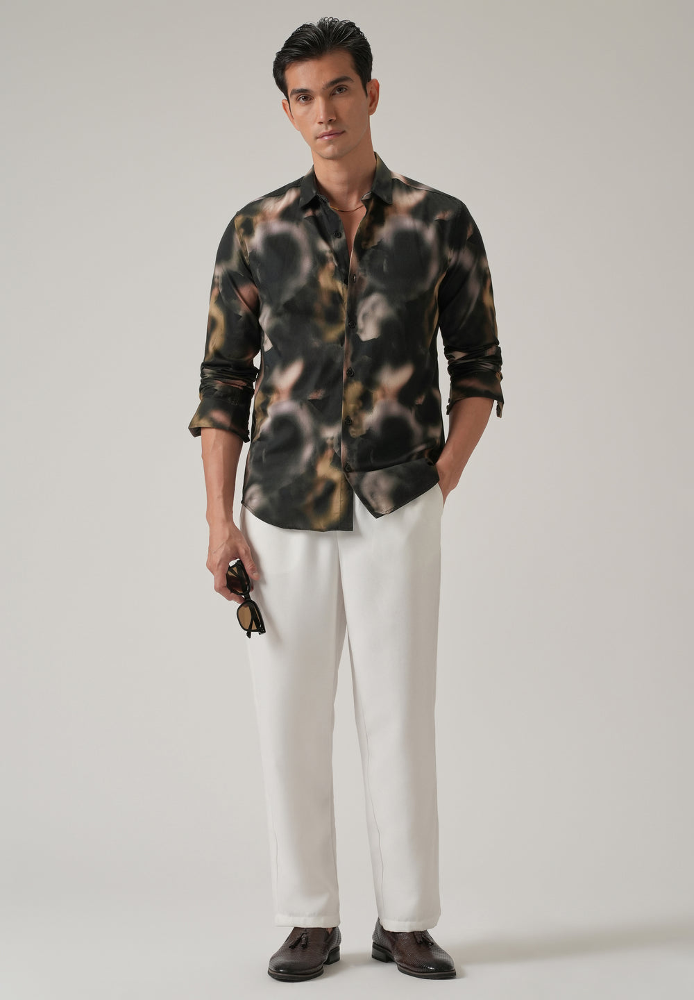 Black Wash Abstract Print Shirt