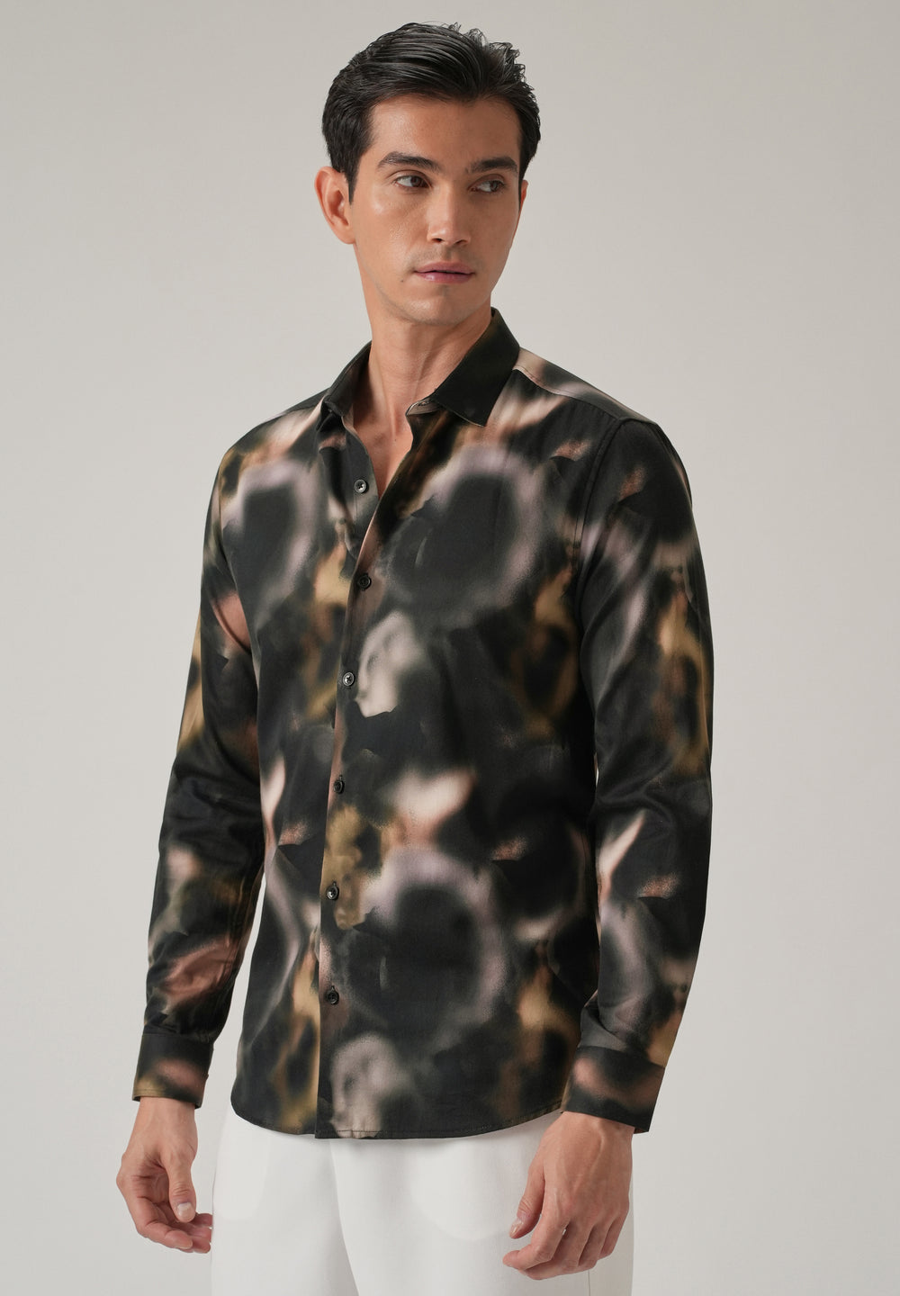Black Wash Abstract Print Shirt