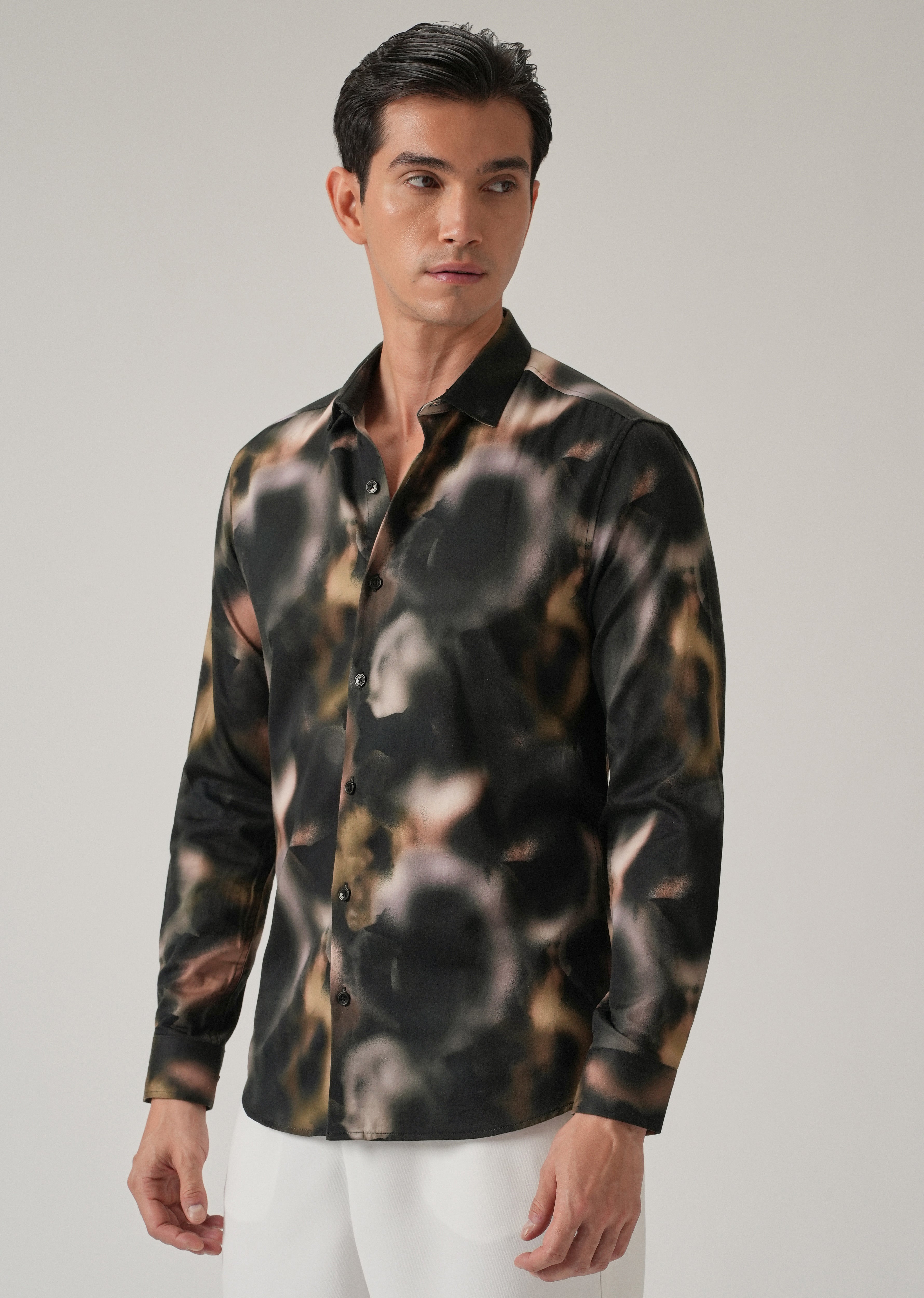 Black Wash Abstract Print Shirt