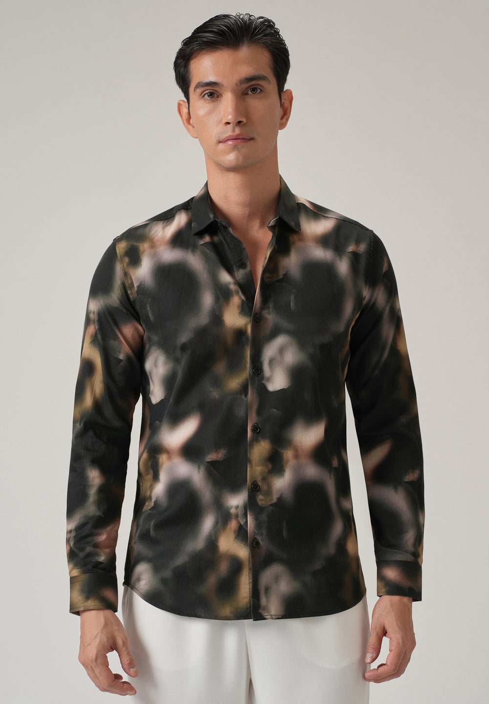 Black Wash Abstract Print Shirt