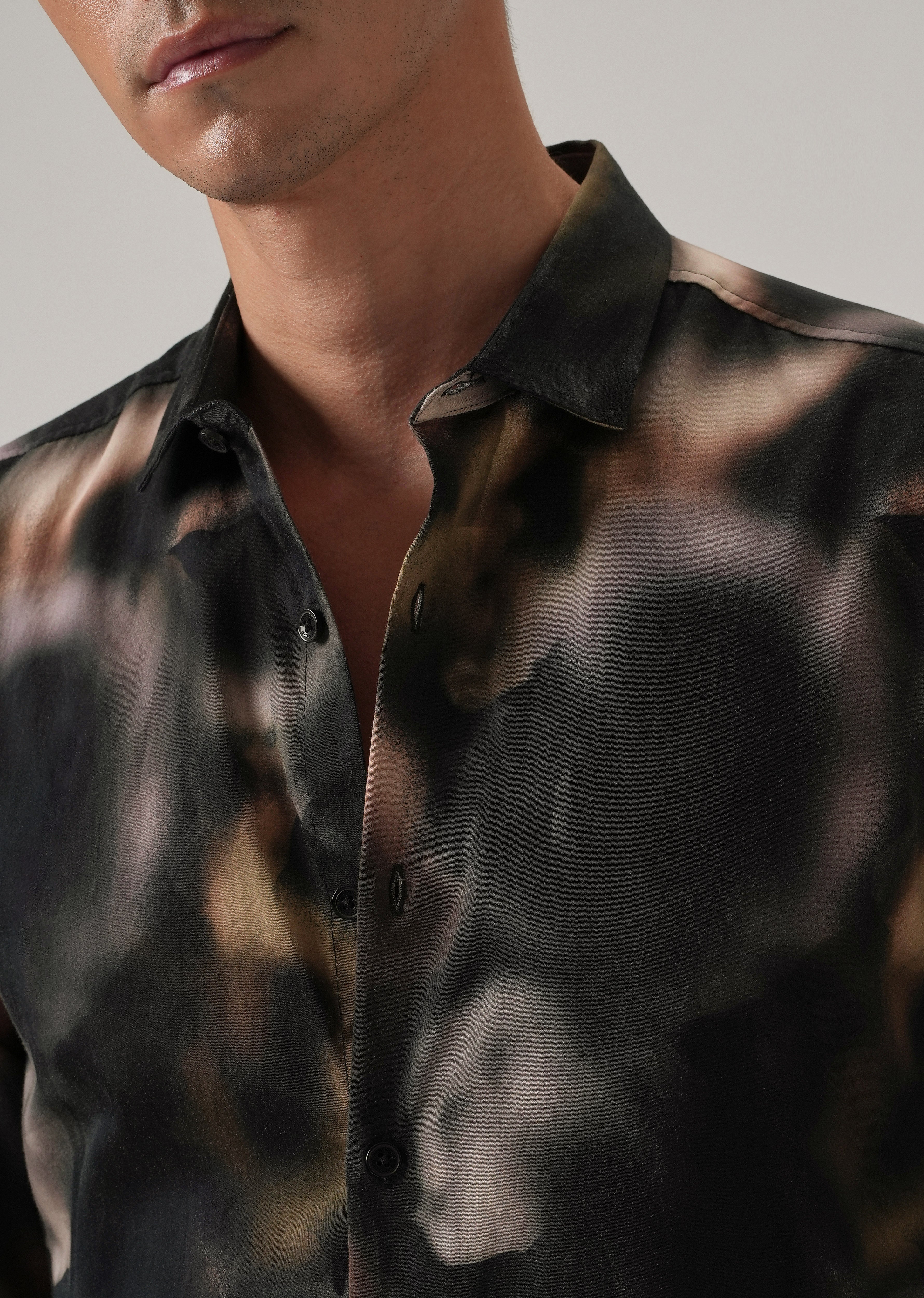 Black Wash Abstract Print Shirt