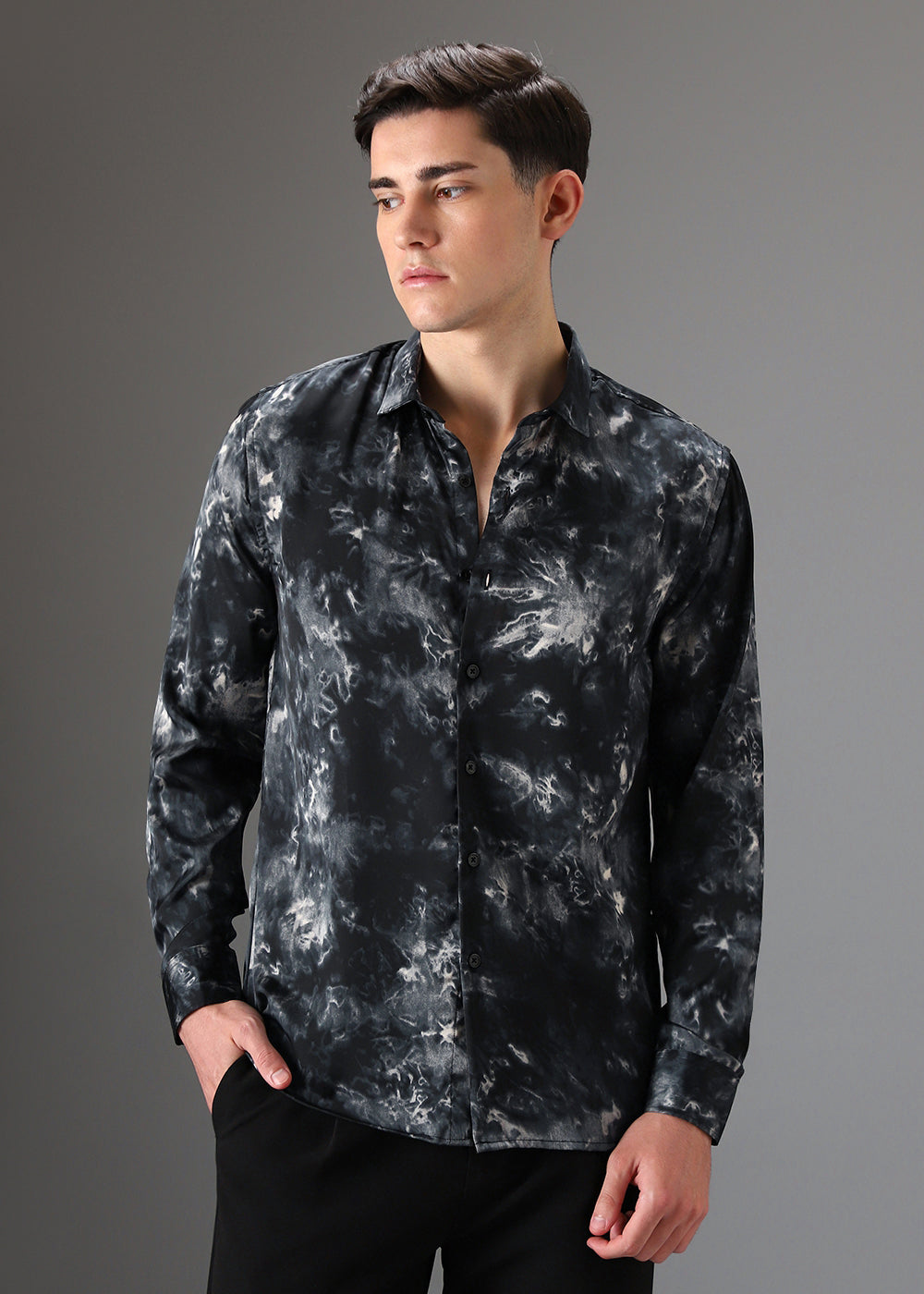 Black Wash Abstract Printed Shirt