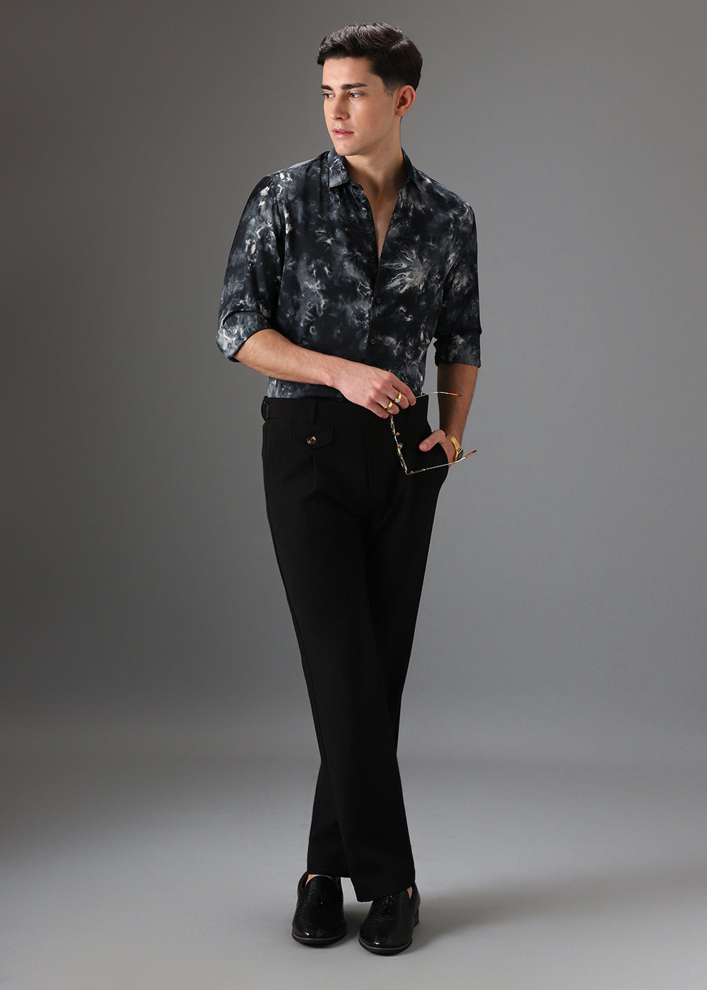 Black Wash Abstract Printed Shirt