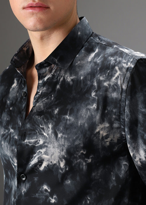 Black Wash Abstract Printed Shirt