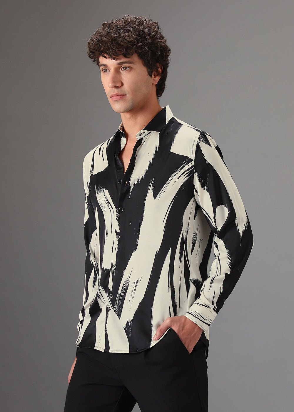 Black White Abstract Printed Shirt