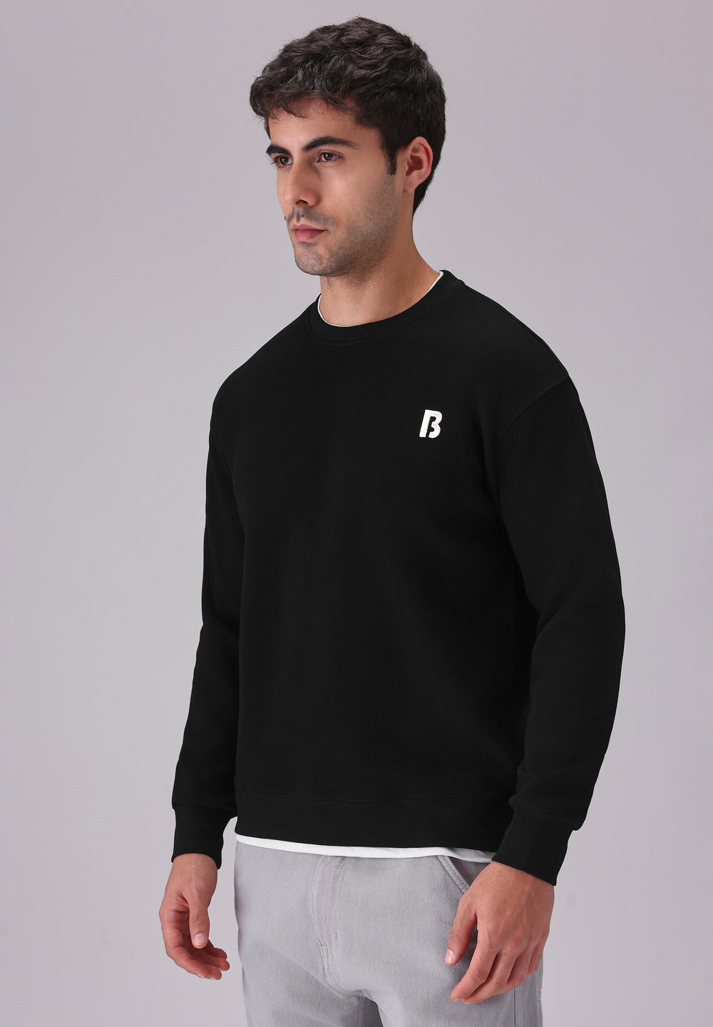 Black White Contrast Sweatshirt