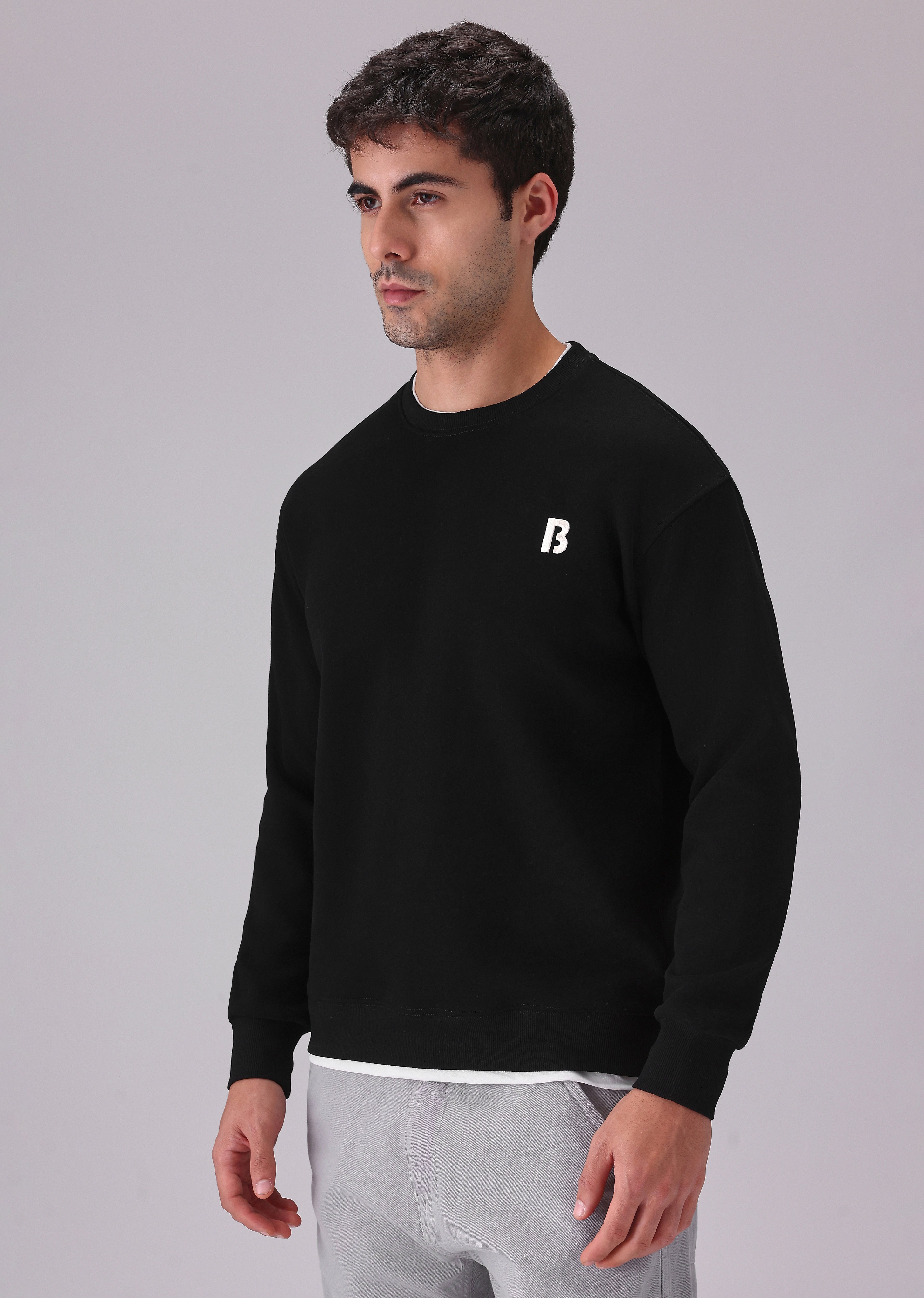 Black White Contrast Sweatshirt