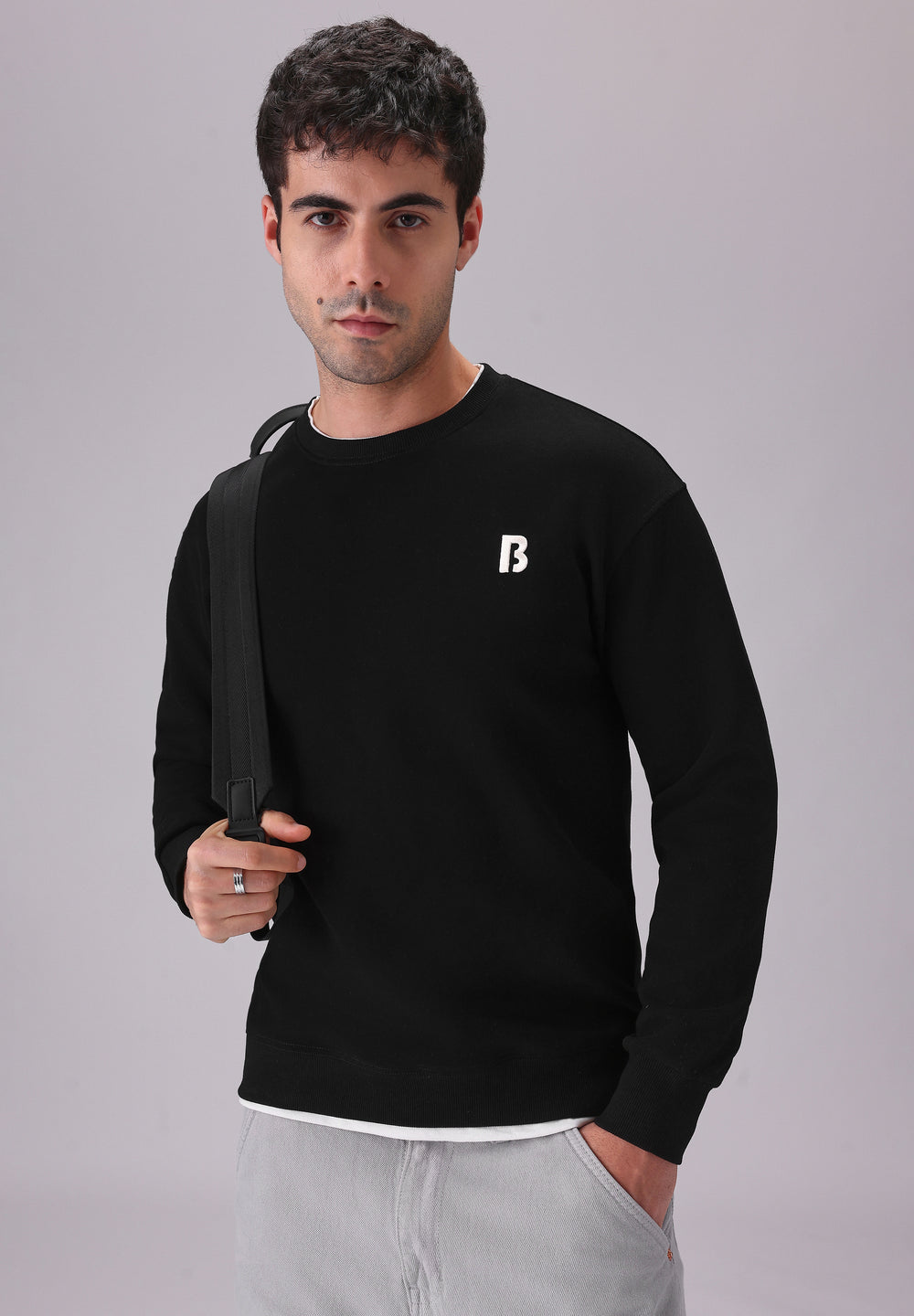 Black White Contrast Sweatshirt