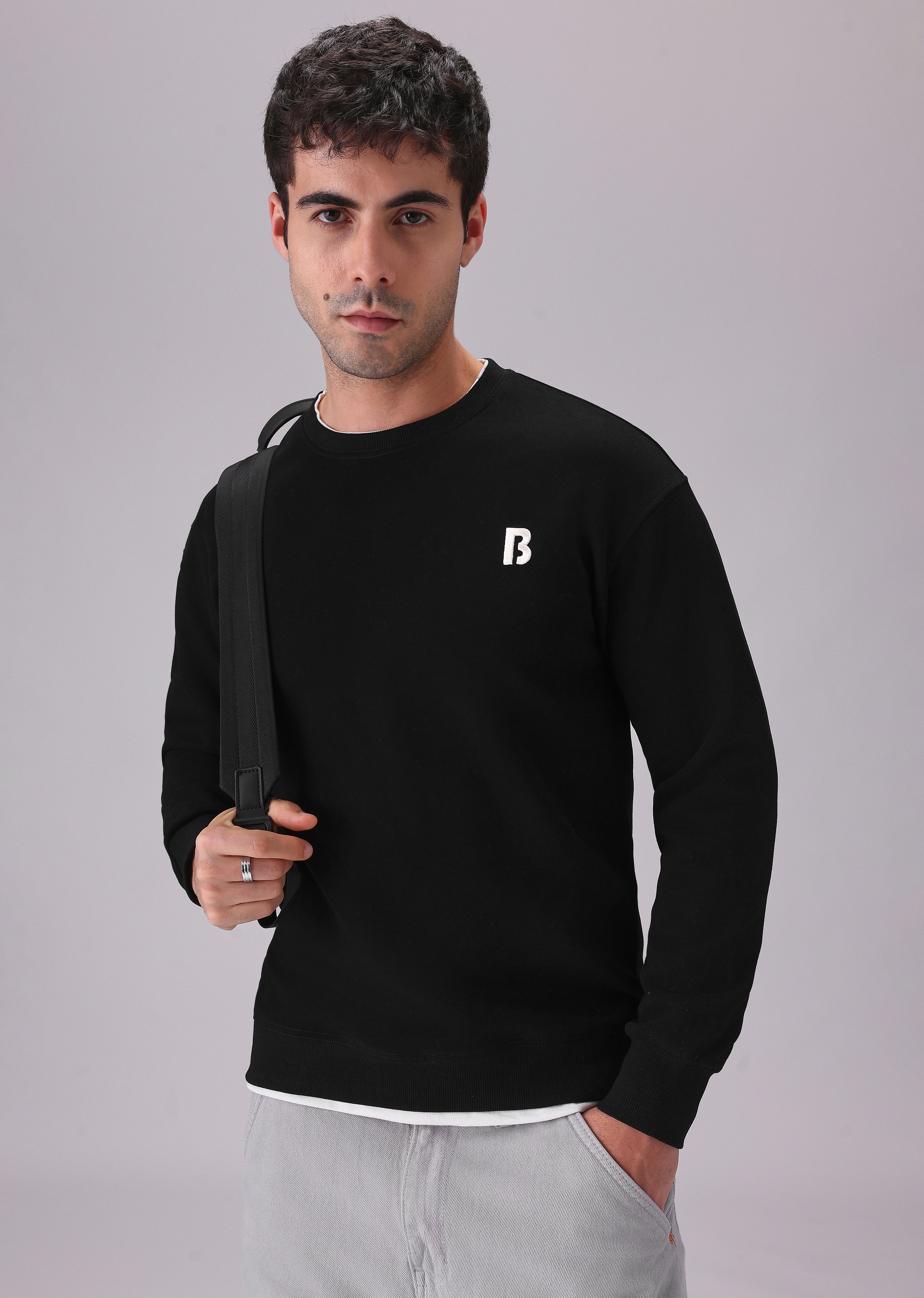 Black White Contrast Sweatshirt