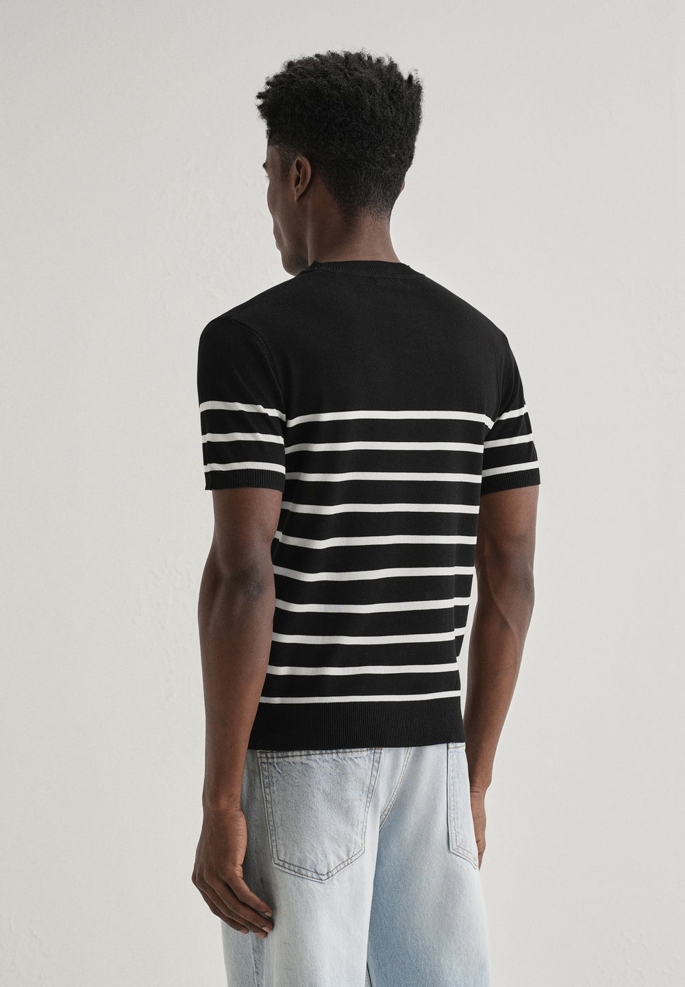 Black White Striped Knitted T-shirt