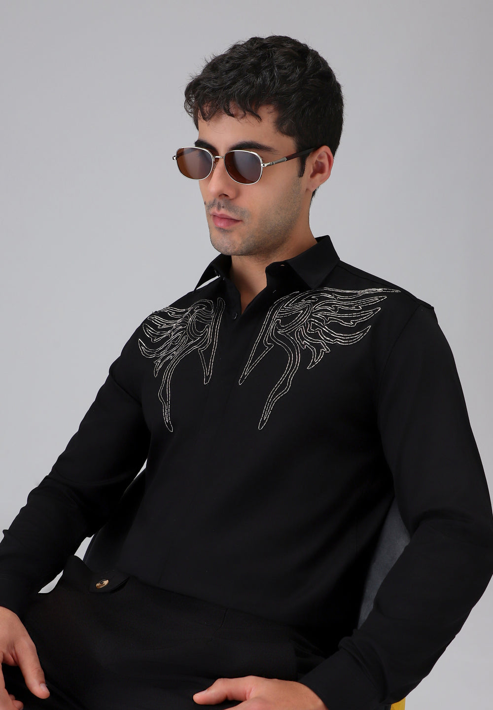 Hand Crafted Black Designer Shirt