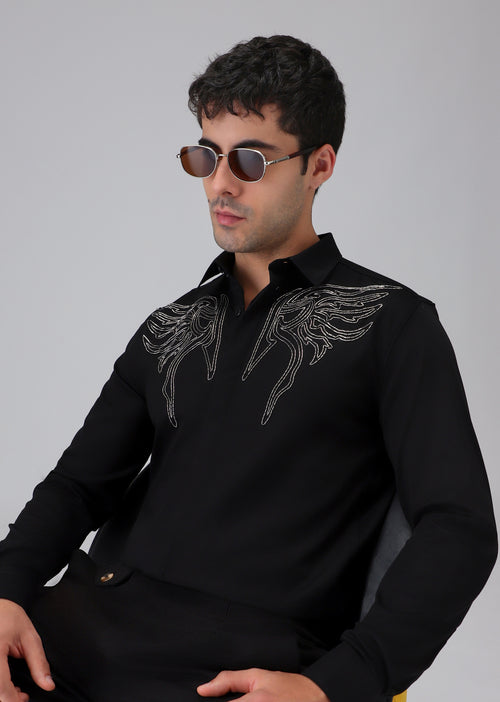 Hand Crafted Black Designer Shirt