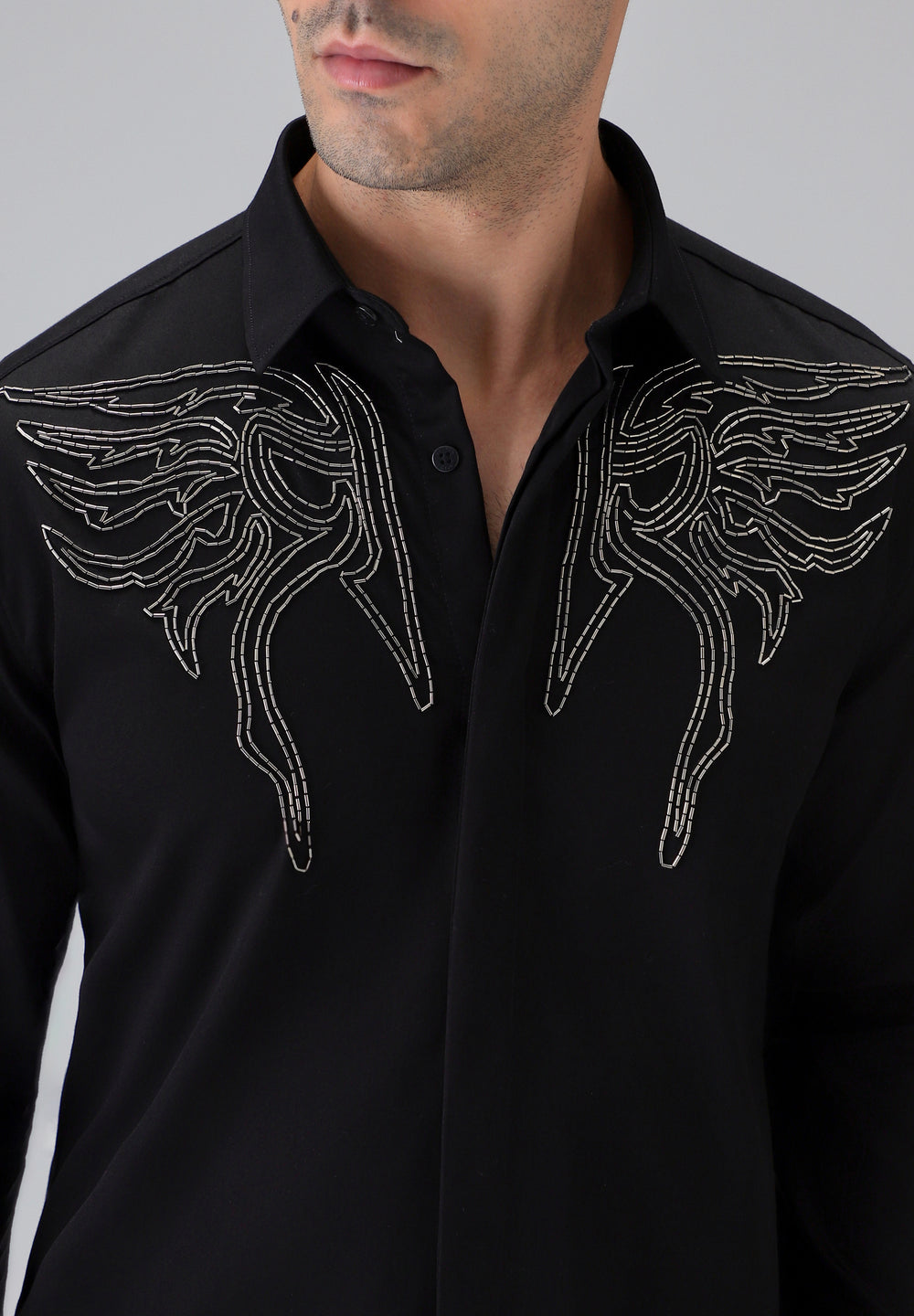 Hand Crafted Black Designer Shirt