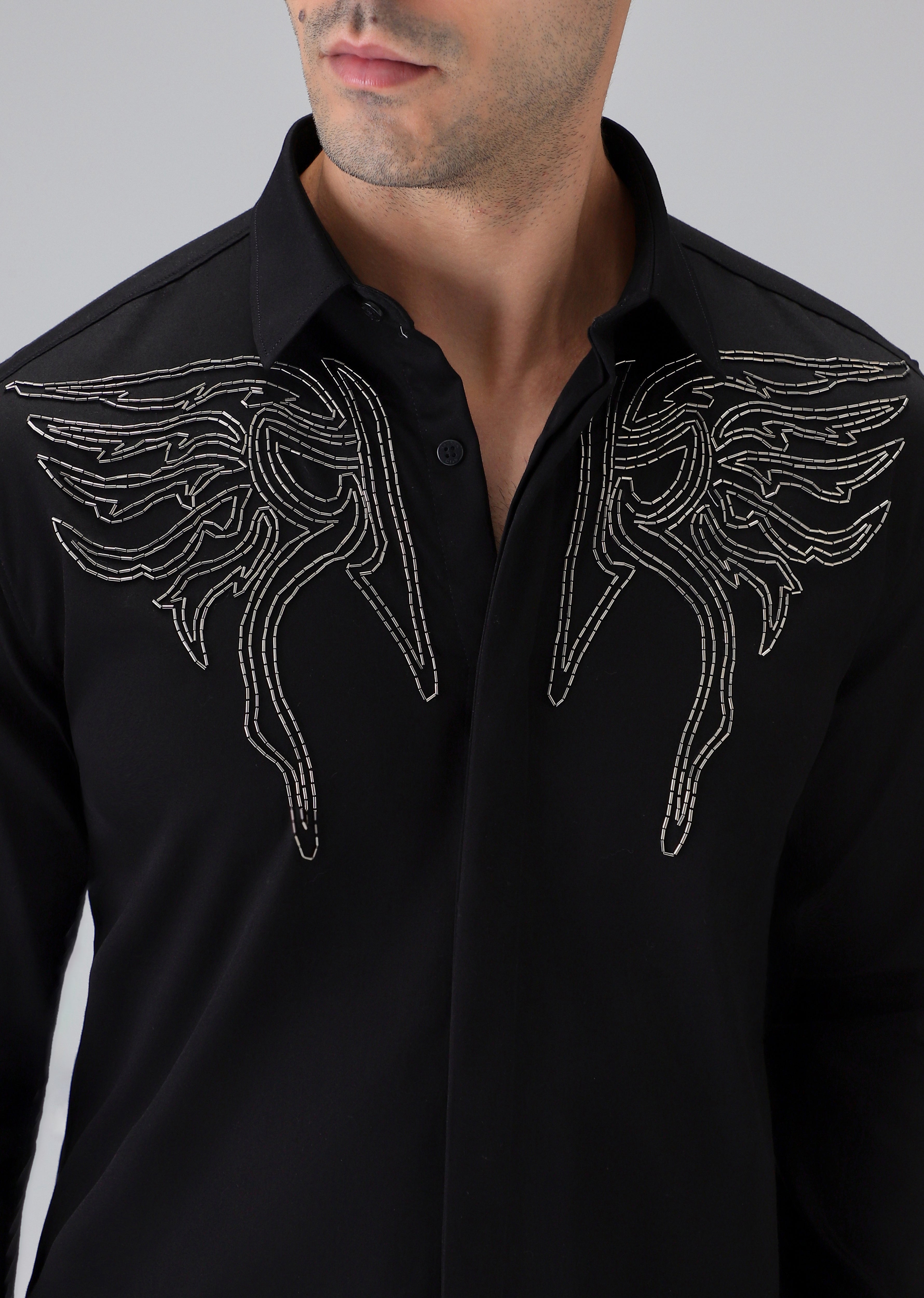 Hand Crafted Black Designer Shirt