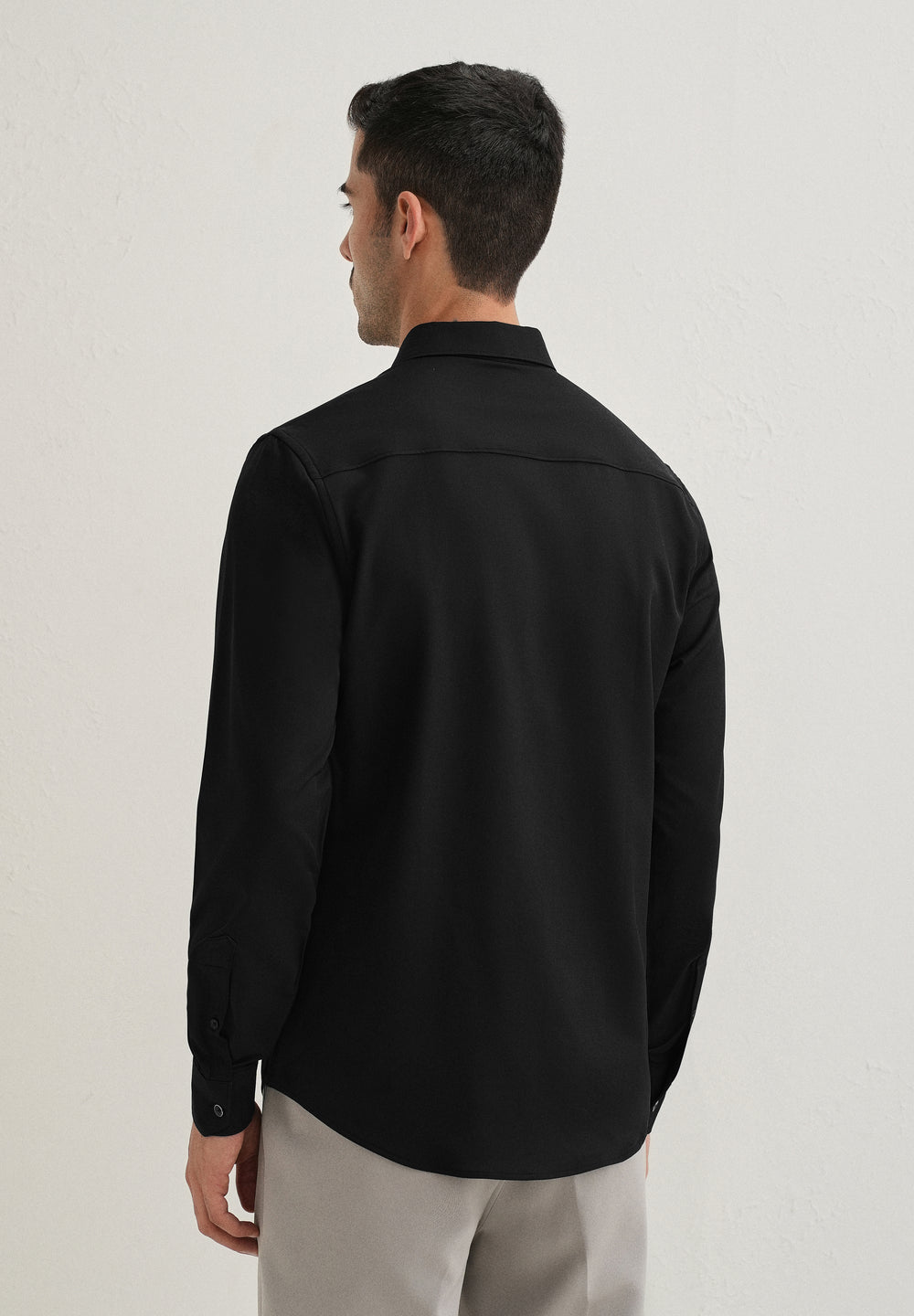 Black Wrinkle Free Stitchless Placket Shirt