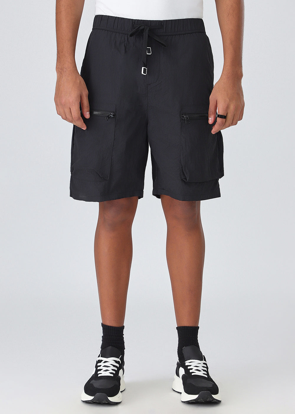 Black Zip Pocket Cargo Shorts