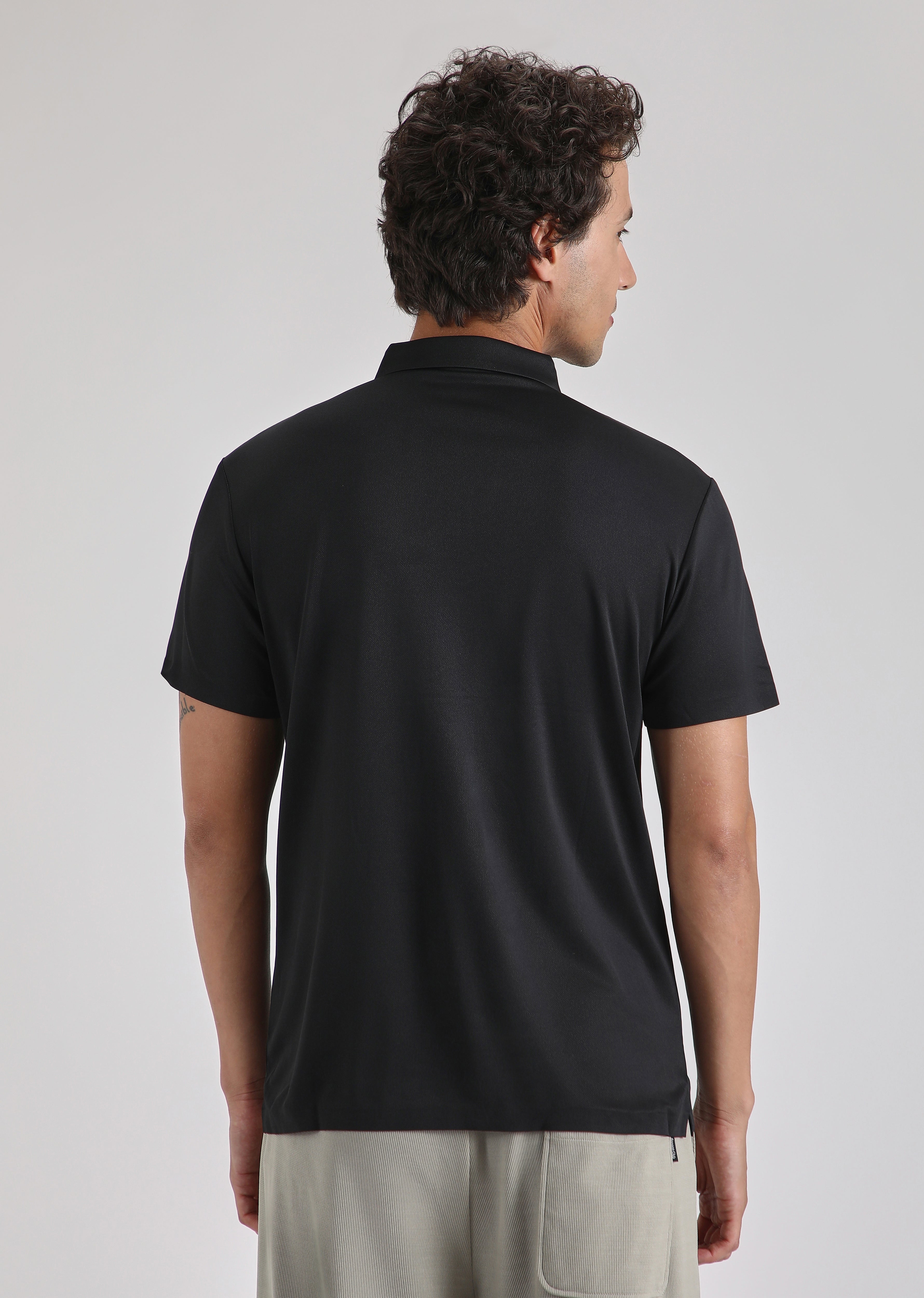 Black Zipper Stitchless Polo T-shirt