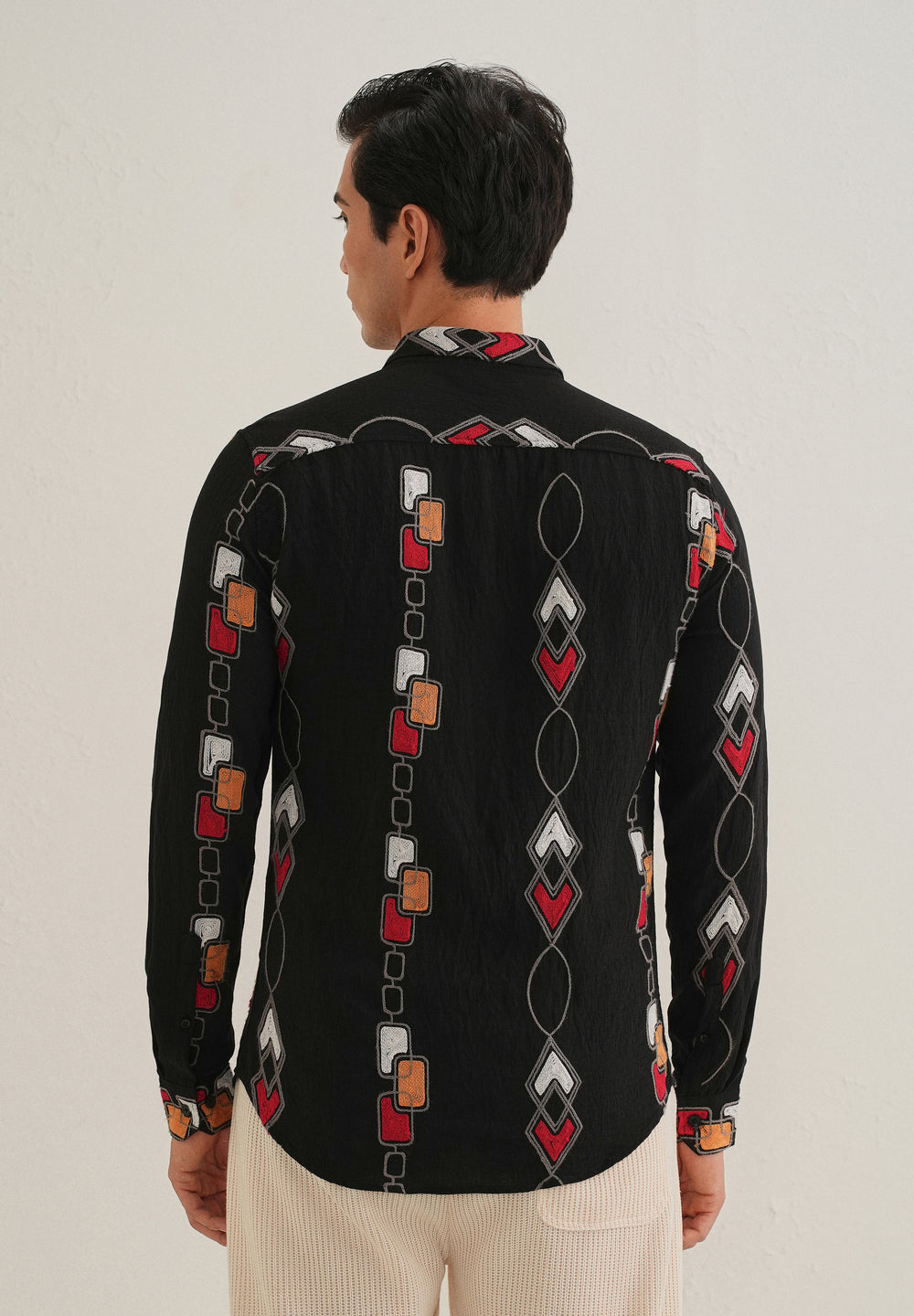 Black Abstract Embroidered Shirt