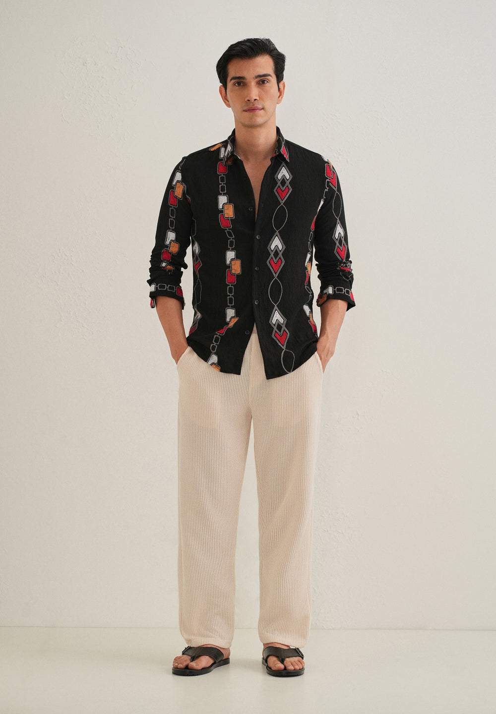 Black Abstract Embroidered Shirt