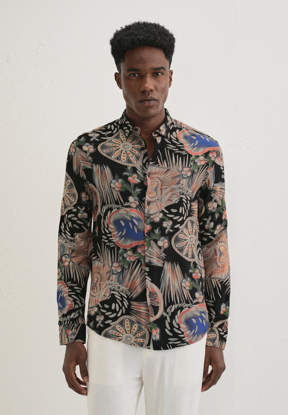 Black Abstract Feather Shirt