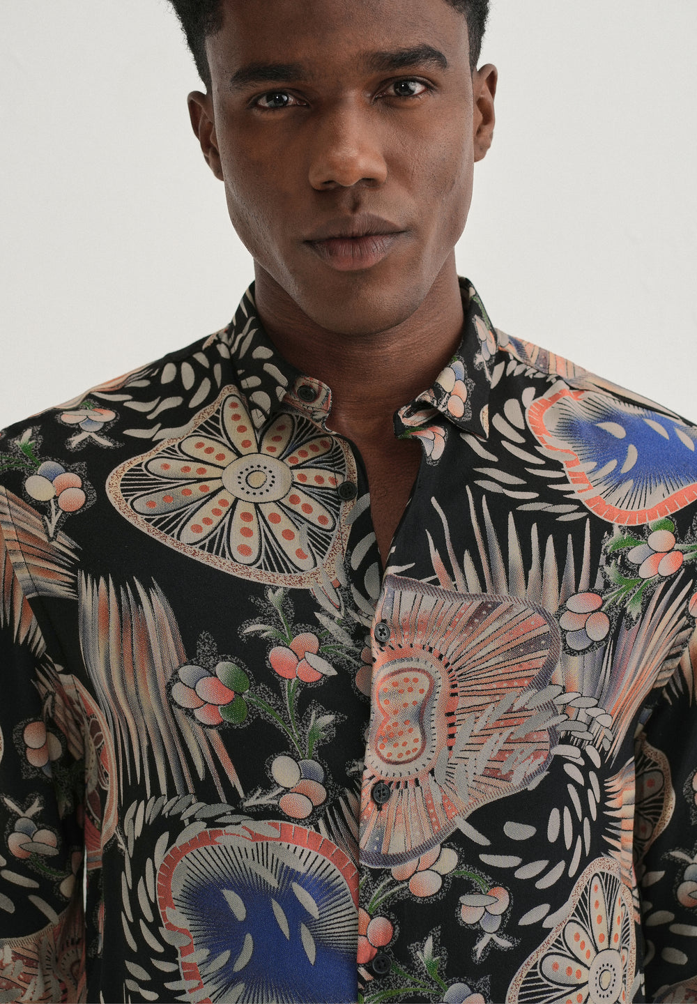 Black Abstract Feather Shirt