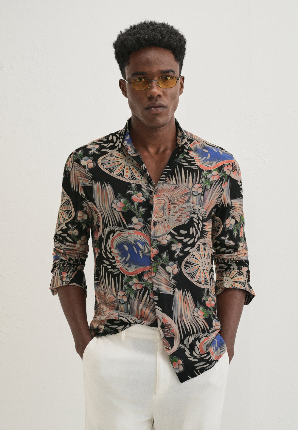 Black Abstract Feather Shirt
