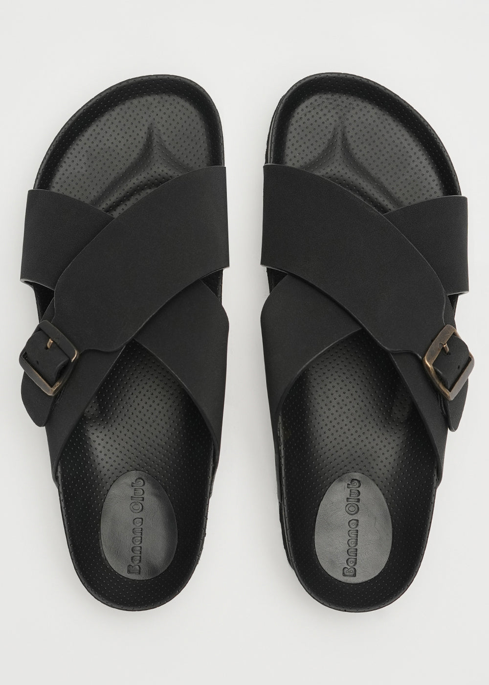 Black Adjustable Cross Strap Sandals