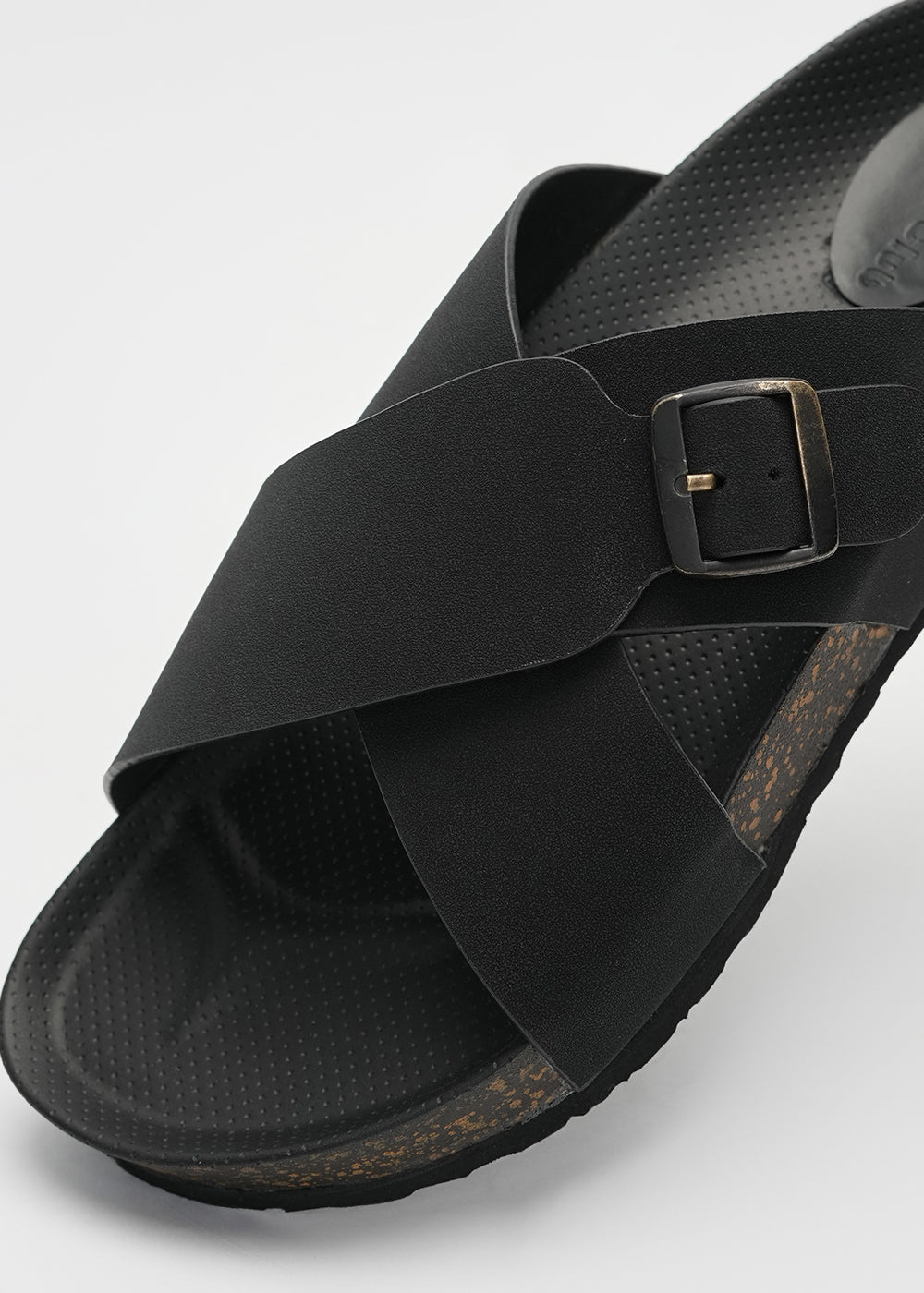 Black Adjustable Cross Strap Sandals