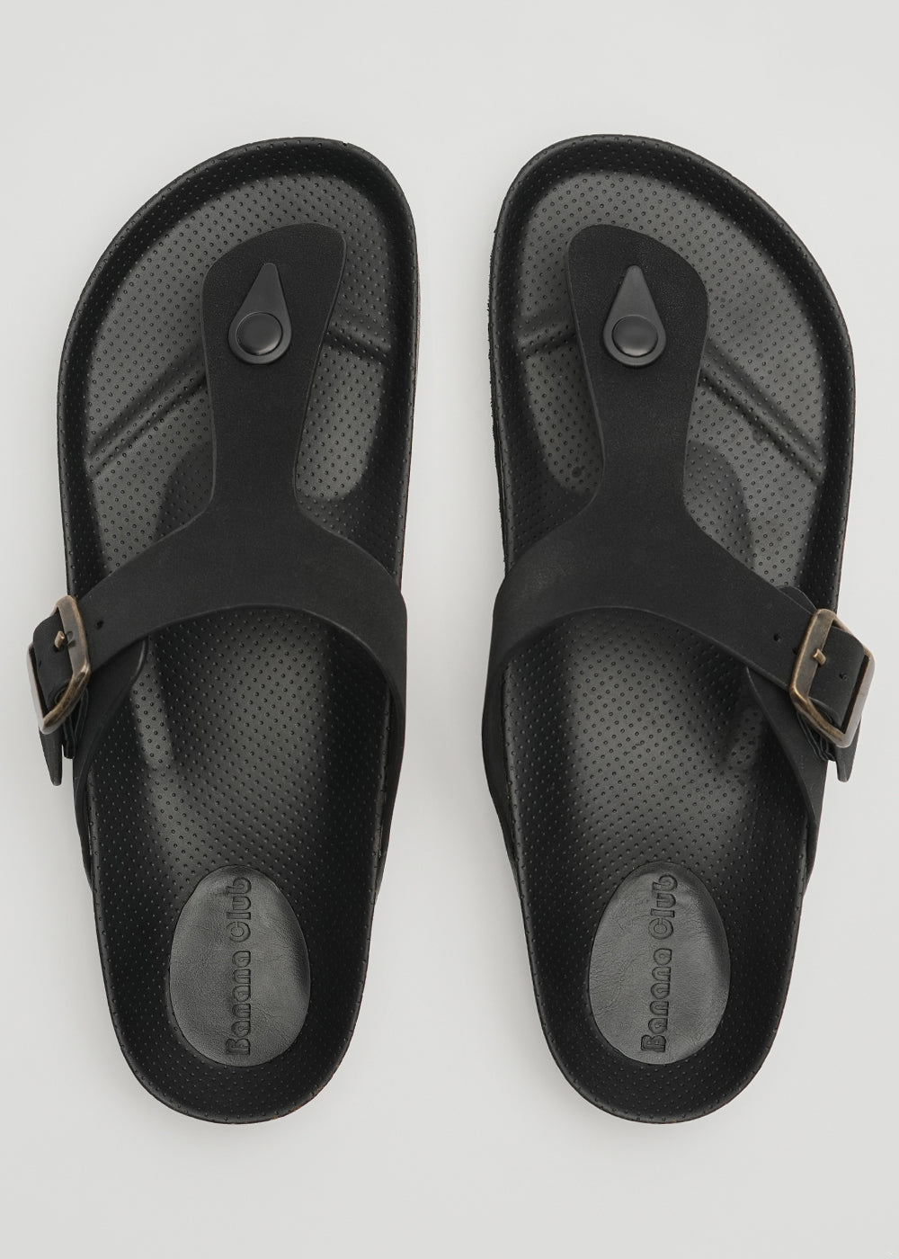 Black Adjustable Thong Sandals