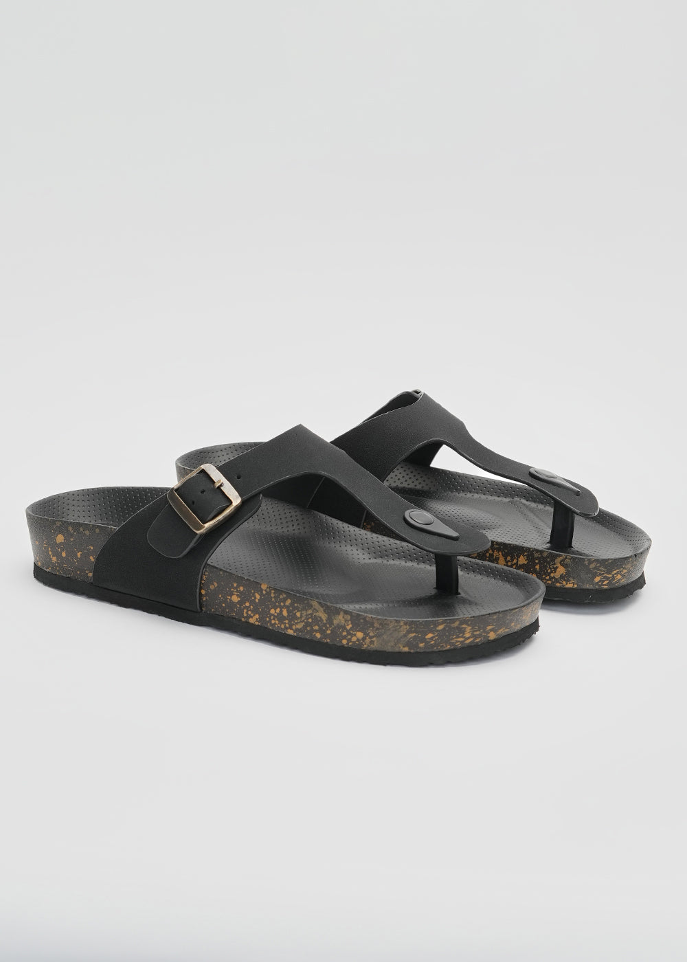 Black Adjustable Thong Sandals