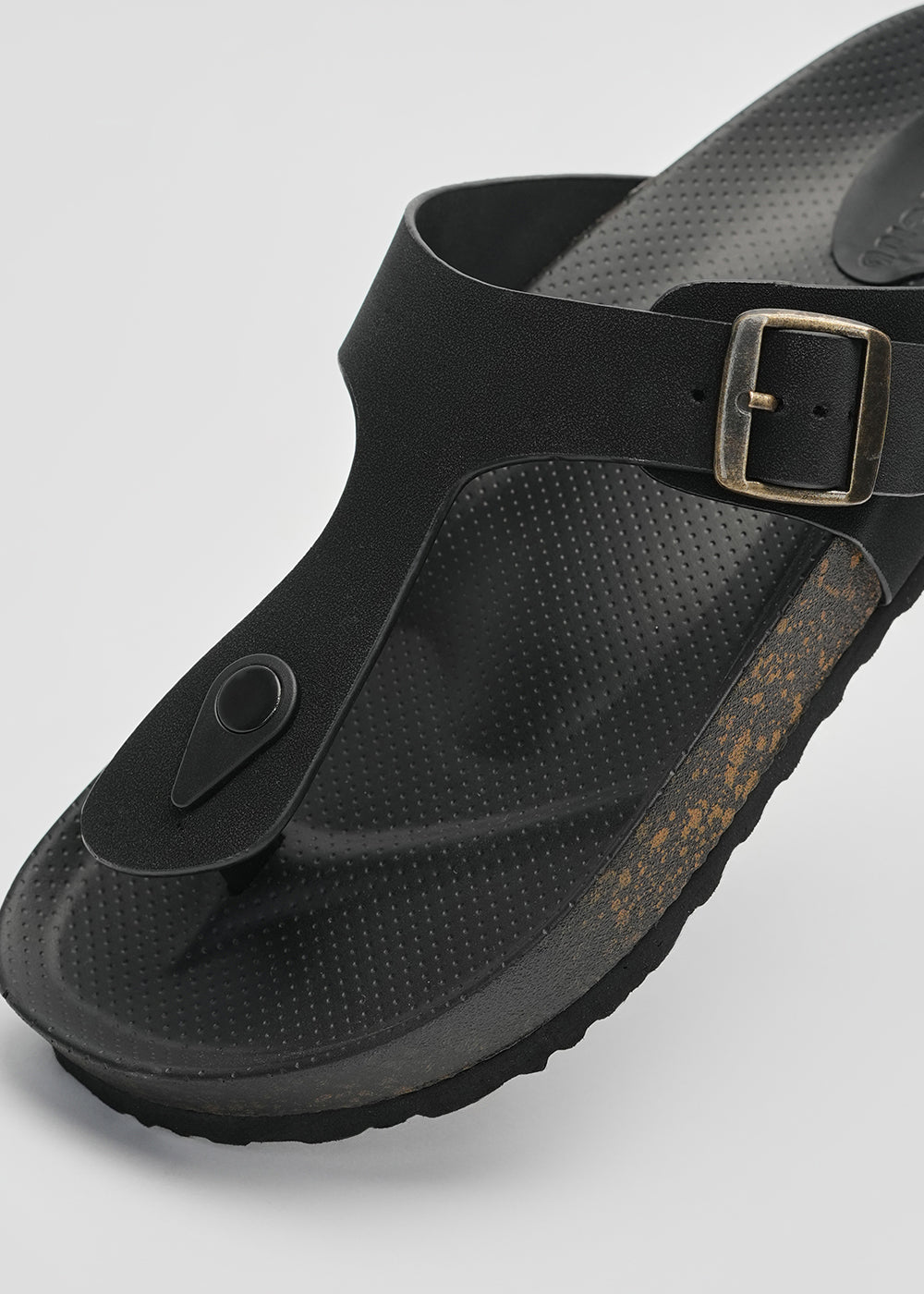 Black Adjustable Thong Sandals