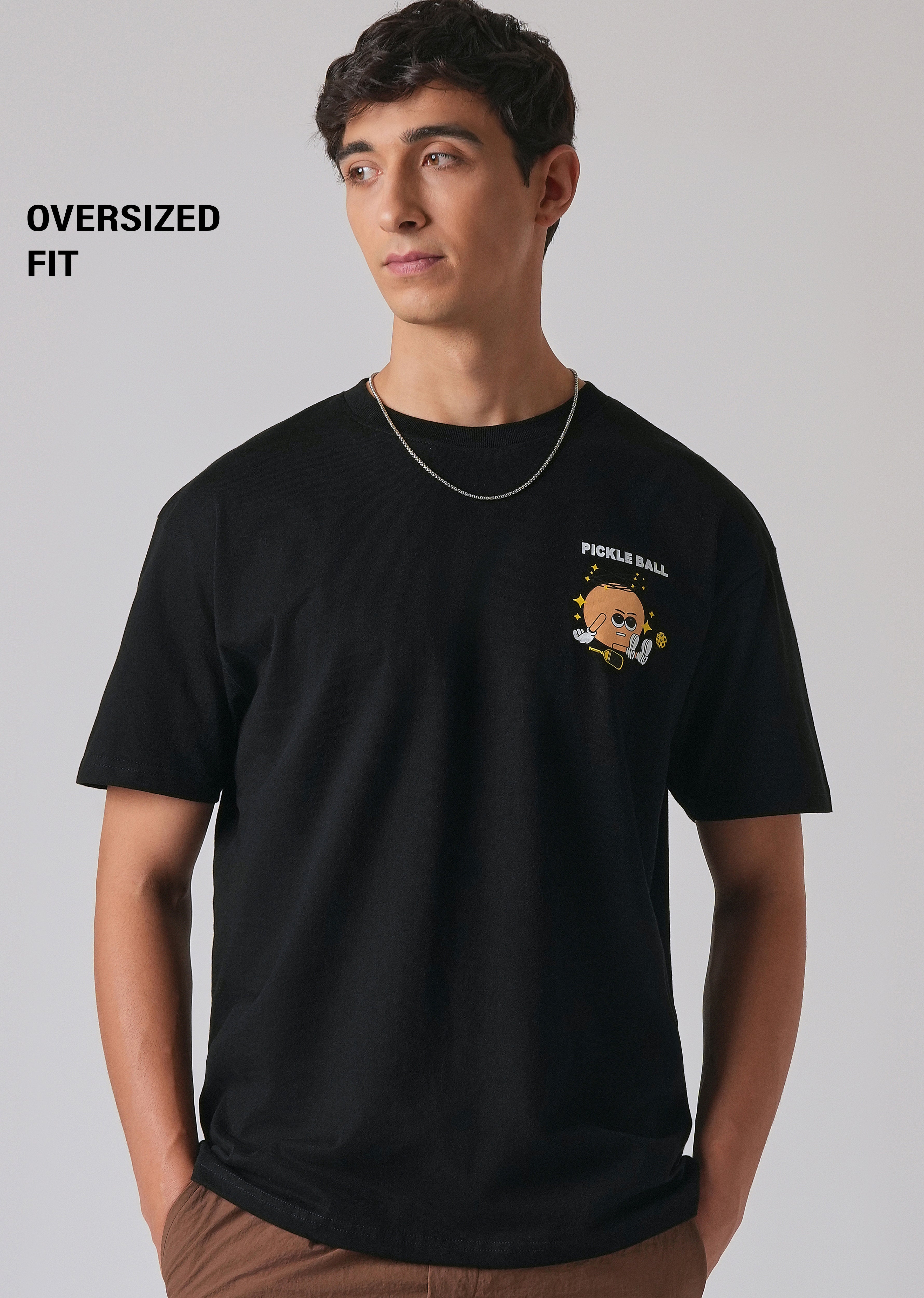 Black Back Printed Oversized T-Shirt