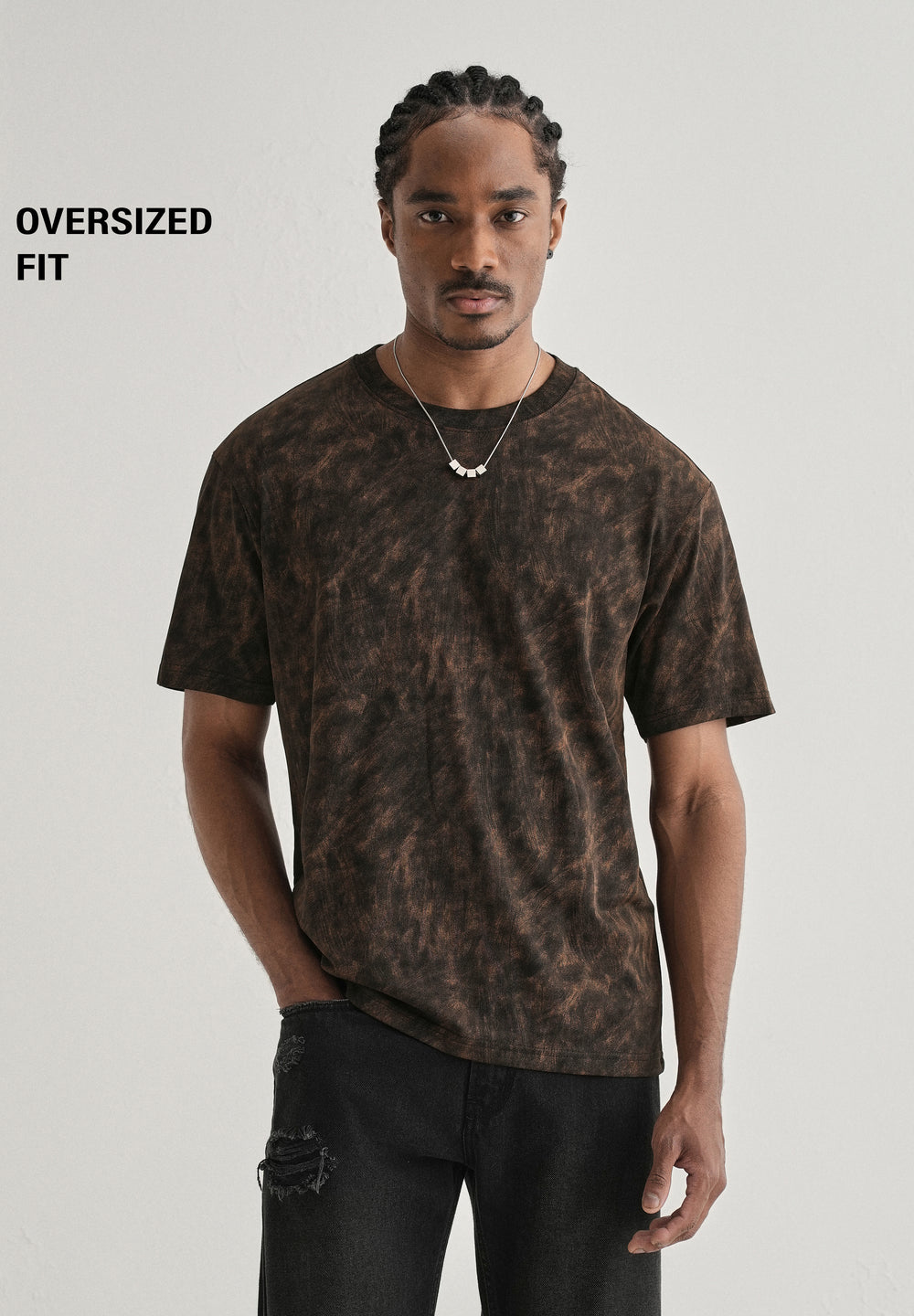 Black Brown Brushstroke Oversized T-shirt