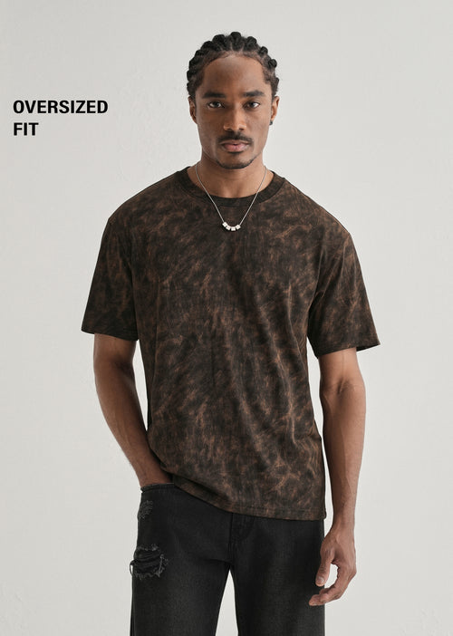 Black Brown Brushstroke Oversized T-shirt