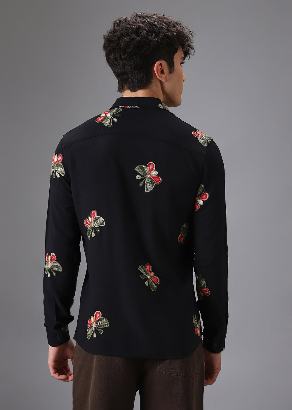 Black Butterfly Embroidered Shirt