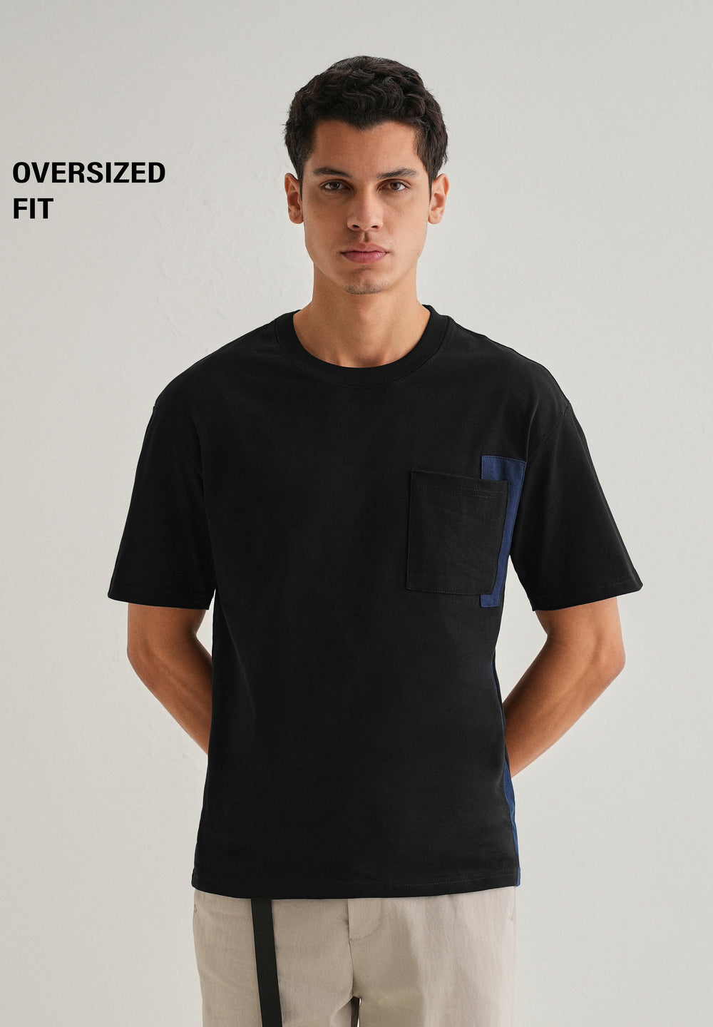 Black Colourblock Oversized T-shirt