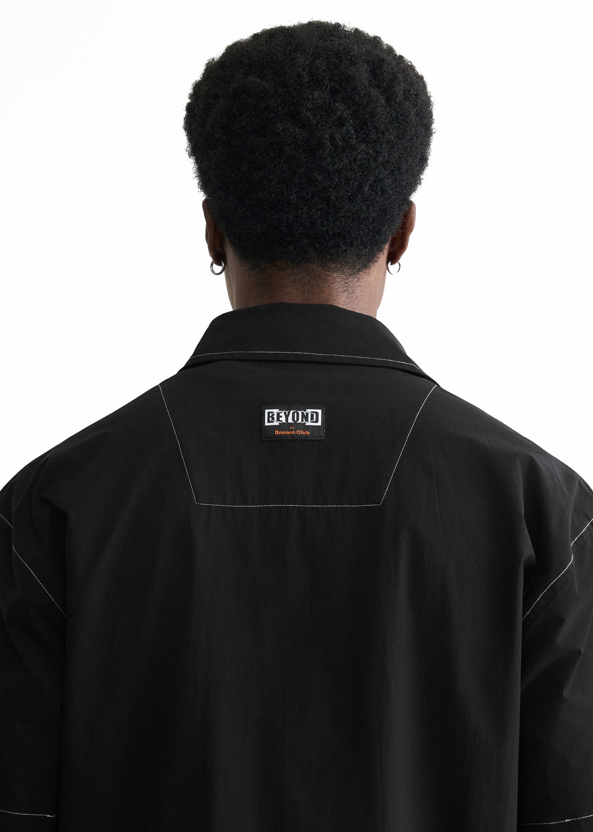Black Contrast Stitch Panel Shirt
