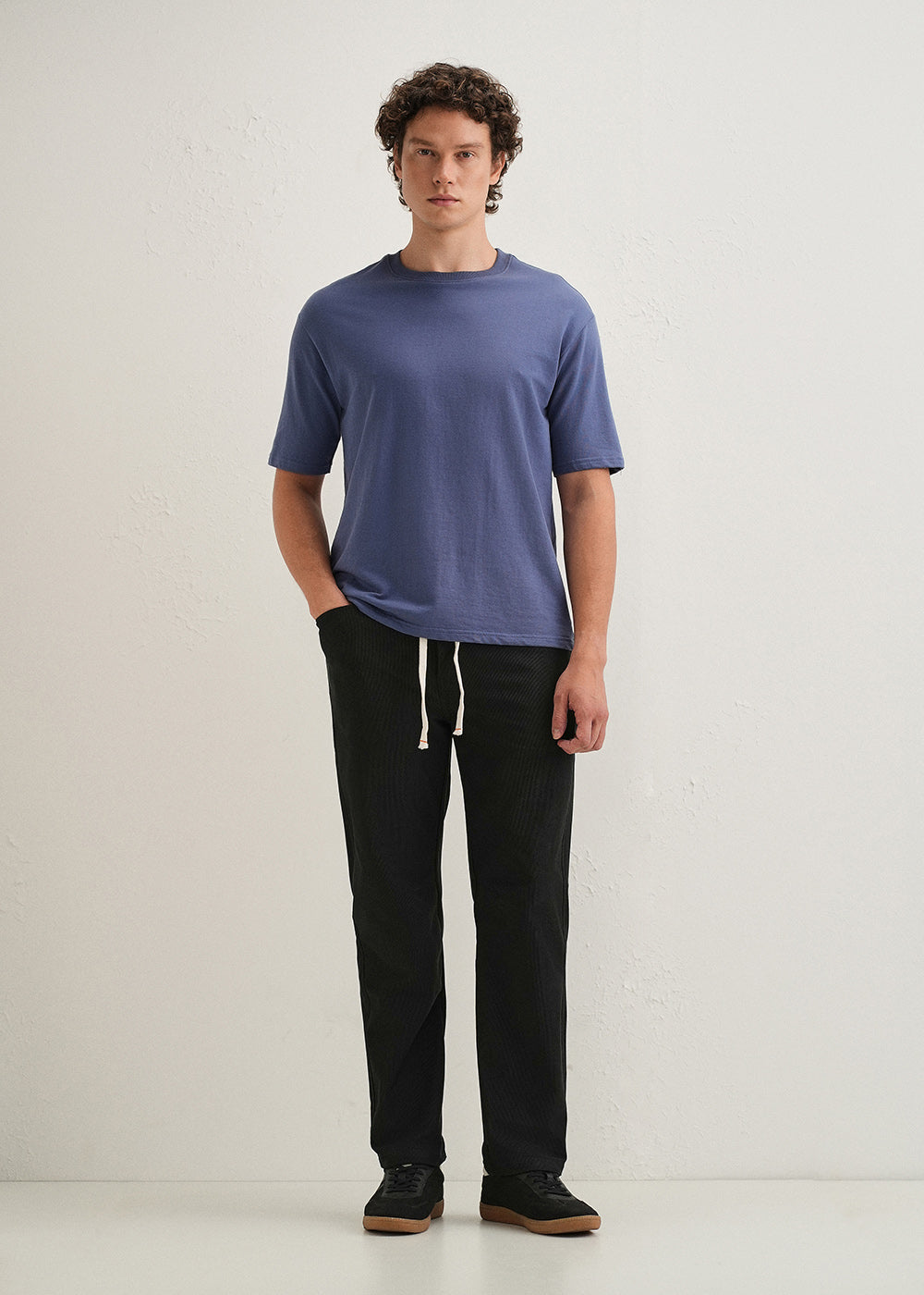 Black Straight Fit Corduroy Pants