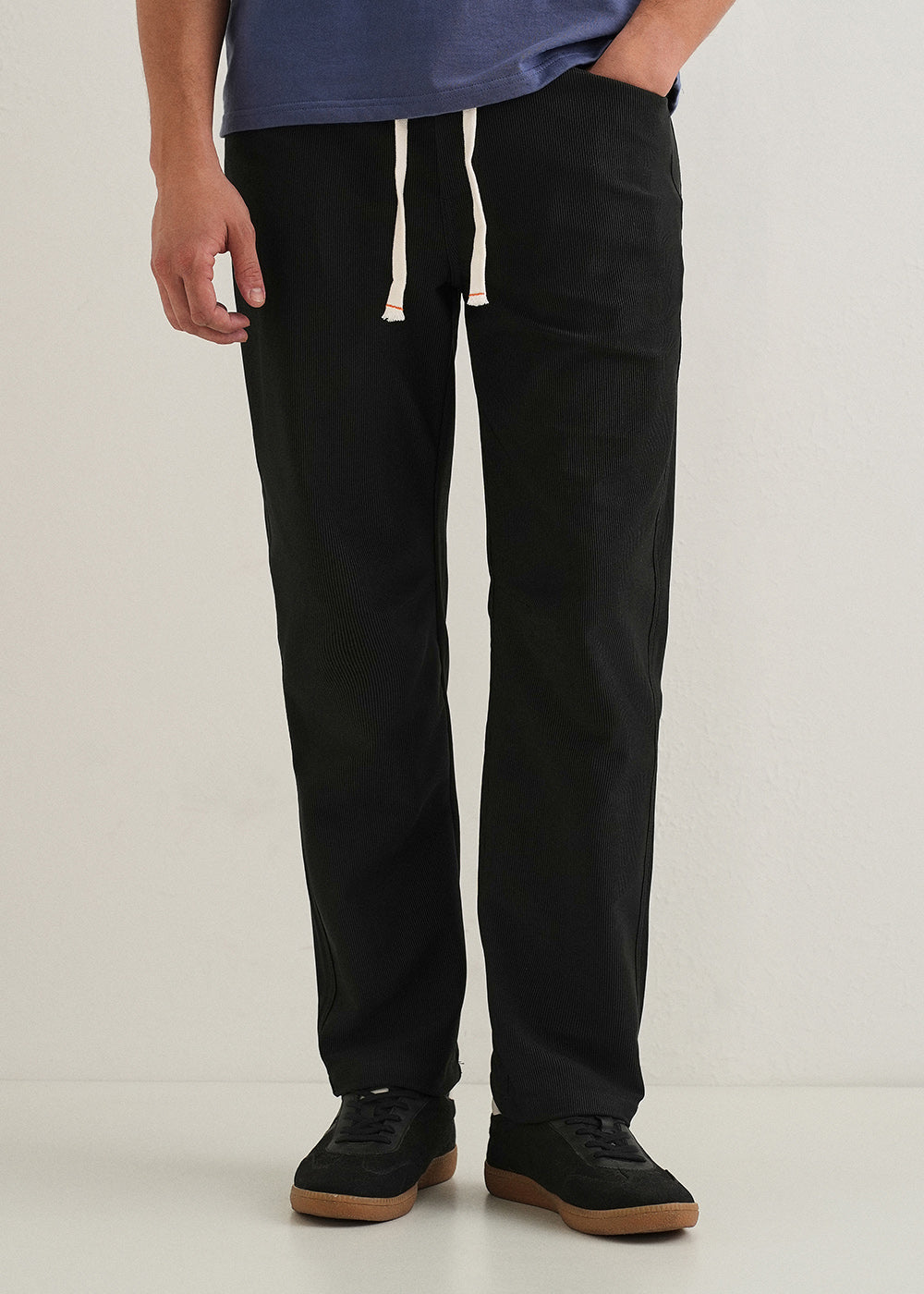 Black Straight Fit Corduroy Pants