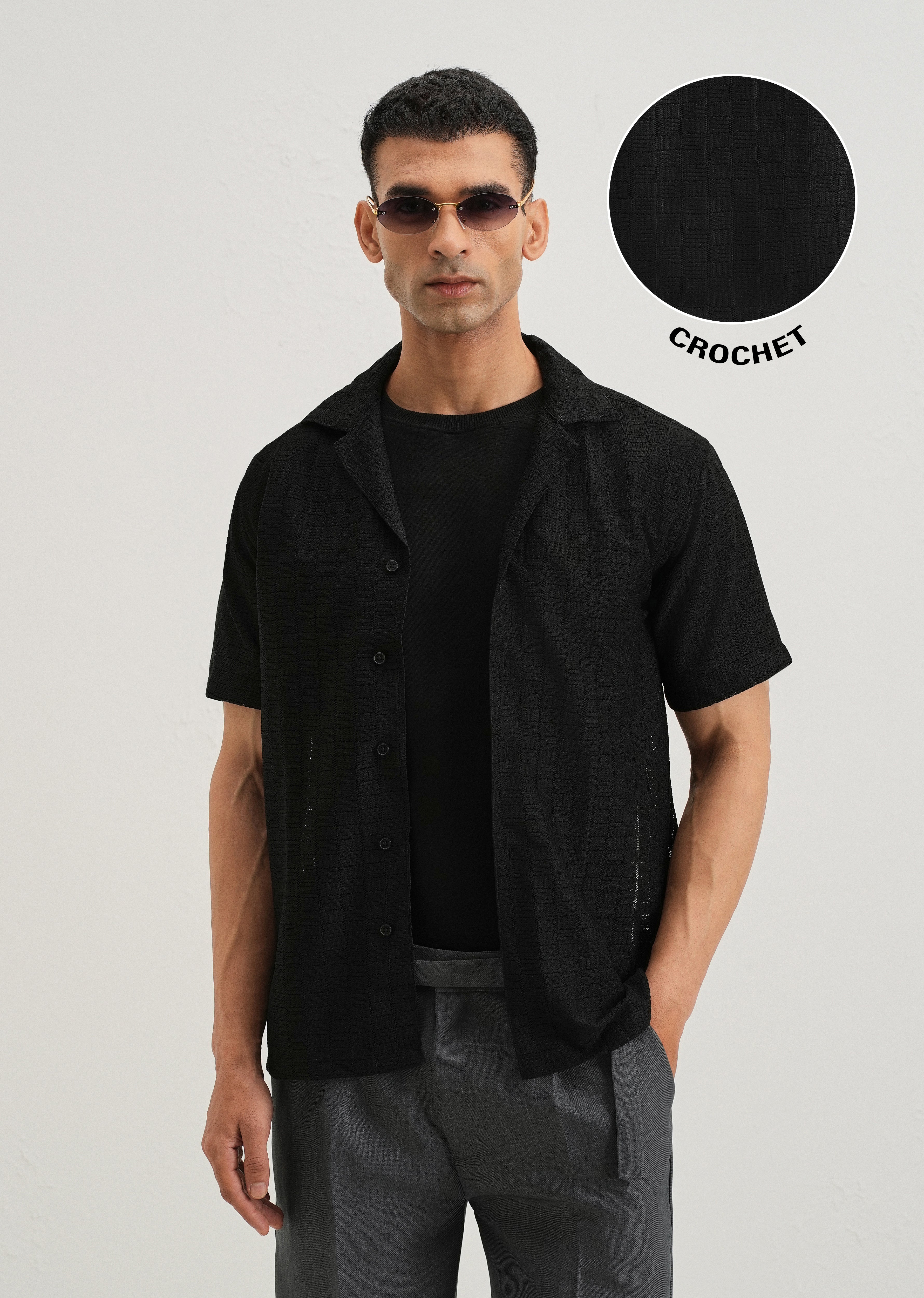 Black Crochet Shirt