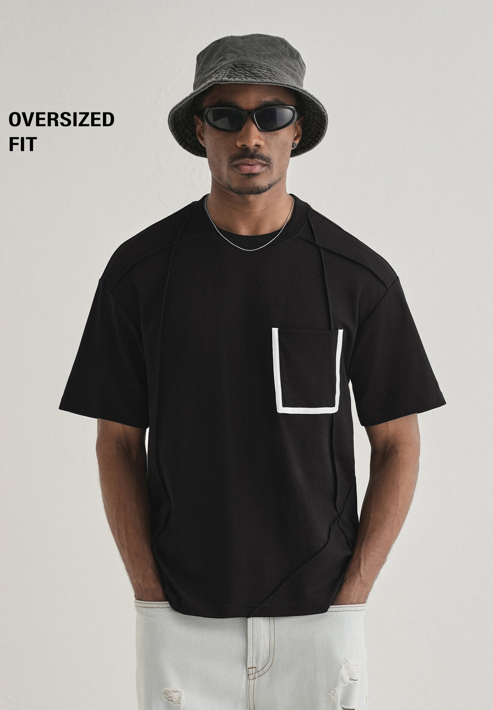 Black Cut & Sew Oversized T-shirt
