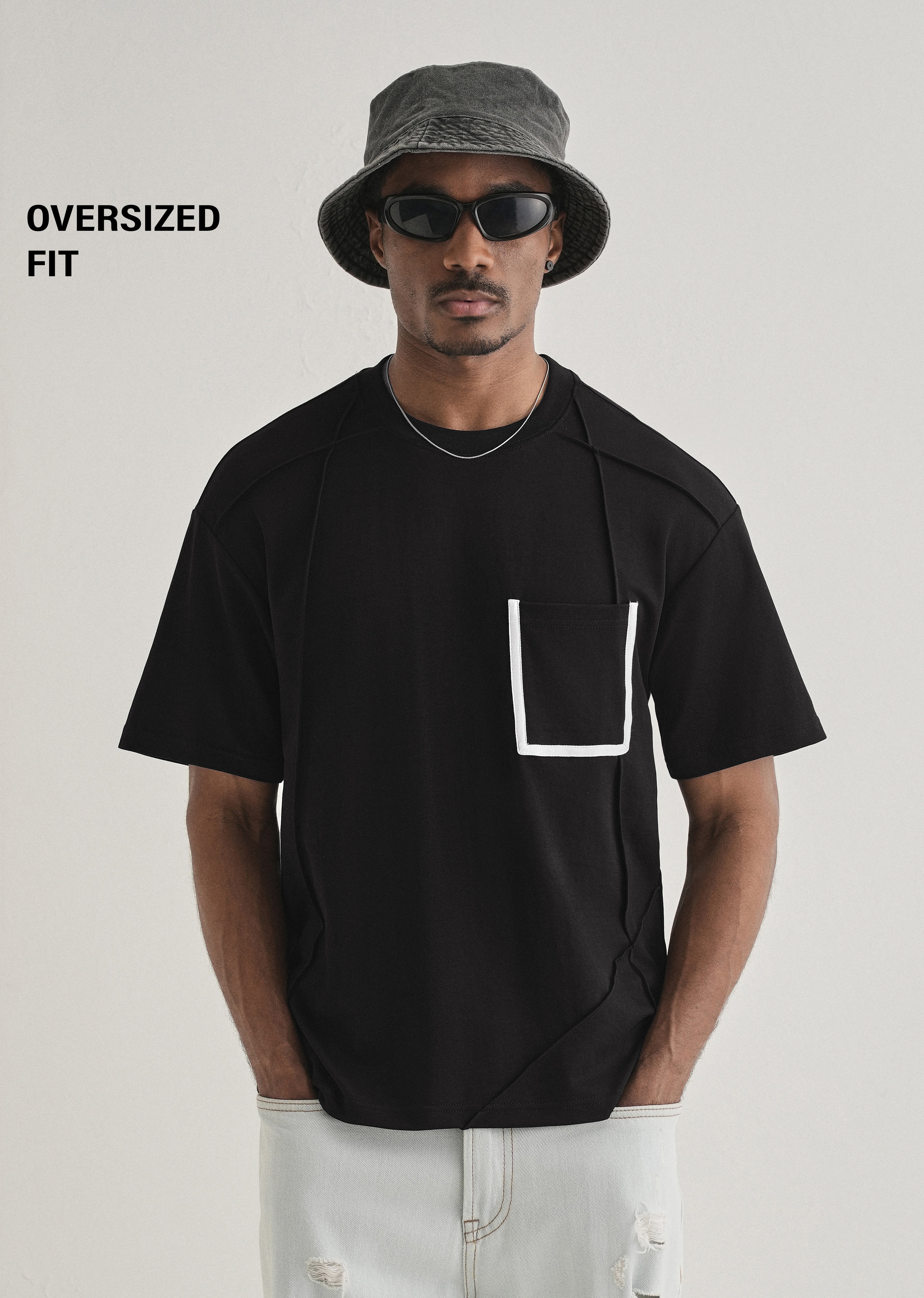 Black Cut & Sew Oversized T-shirt